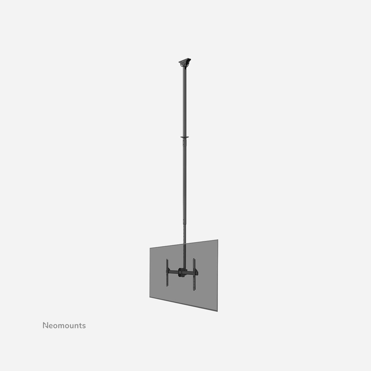 Neomounts CL35-440BL16XL Support Plafond écran 37-70" VESA 150x200-600x400, Inclinaison -25°, Pivotement 360°, Hauteur 250-300cm, 50kg - Le Neomounts CL35-440BL16XL est un support de plafond ultra-long à mouvement complet pour les écrans plats jusqu'à 70". La technologie unique d'inclinaison (25°) et de pivotement (360°) permet au support de s'adapter à l'angle de vue optimal. Le réglage du niveau est disponible pour une installation parfaite.<br><br>Le support de plafond est doté d'une perche extra-longue, qui peut être facilement réglée en hauteur de 250 à 300 cm* et a une capacité de poids de 50 kg. Le CL35-440BL16XL convient aux écrans avec un motif de trous VESA de 150x200 à 600x400 mm. Un système pratique de gestion des câbles permet de dissimuler et d'acheminer les câbles du plafond à l'écran. Le support dispose d'un angle de montage réglable pour les plafonds inclinés et est livré avec un couvercle supplémentaire pour l'installation sur des plafonds suspendus.<br><br>* La perche d'extension Neomounts NS-EP100BLACK peut être utilisée comme extension supplémentaire à la perche fournie avec le support de plafond. De cette manière, la hauteur de la fixation peut être augmentée de 107,5 cm supplémentaires.