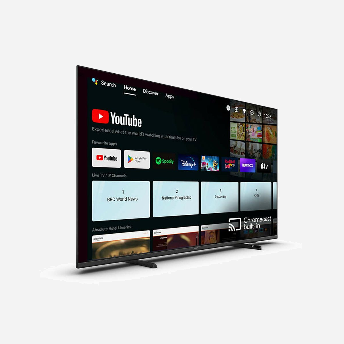 Philips 43HFL4518U/12 TV Hospitality 43" 4K Ultra HD (3840x2160) Android TV, 350 cd/m², 20W, Wi-Fi 5, Bluetooth 5.0, HDMI 2.0, VESA 100x200 - Philips 43HFL4518U/12. Taille de l'écran: 109,2 cm (43"), Type HD: 4K Ultra HD, Résolution de l'écran: 3840 x 2160 pixels. Couleur du produit: Noir, Norme VESA: 100 x 200 mm. Système d'exploitation installé: Android TV, Format vidéo pris en charge: AVC, AVI, H.264, HEVC, MKV, MPEG1, MPEG2, MPEG4, VP9, Formats audio pris en charge: AAC, MP3, WAV, WMA, WMA-PRO. Puissance évaluée de RMS: 20 W, Décodeurs audio intégrés: DTS-HD. Standards wifi: 802.11b, 802.11g, Wi-Fi 4 (802.11n), Wi-Fi 5 (802.11ac), Profils Bluetooth: A2DP, SBC