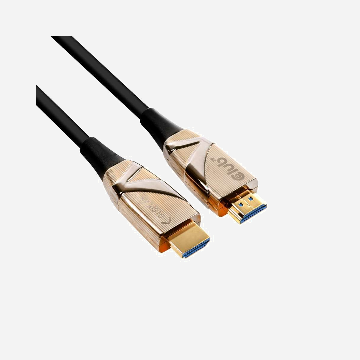 CLUB3D Câble Optique Actif HDMI 2.0b UHD HDR 4K 60Hz M/M 50m - Résolution 7096x2160 - Bande Passante 18 Gbit/s - Connecteurs plaqués Or - CLUB3D HDMI 2.0 UHD Active Optical Cable HDR 4K 60Hz M/M 50m/164,04ft. Longueur de câble: 50 m, Connecteur 1: HDMI Type A (Standard), Genre de connecteur 1: Mâle, Connecteur 2: HDMI Type A (Standard), Genre de connecteur 2: Mâle, Contacts du connecteur de placage: Or, Version HDMI: 2.0b, Résolution maximale: 7096 x 2160 pixels, Taux de transfert des données: 18 Gbit/s, Canal de retour audio (ARC, Audio Return Channel), Couleur du produit: Noir, Bronze