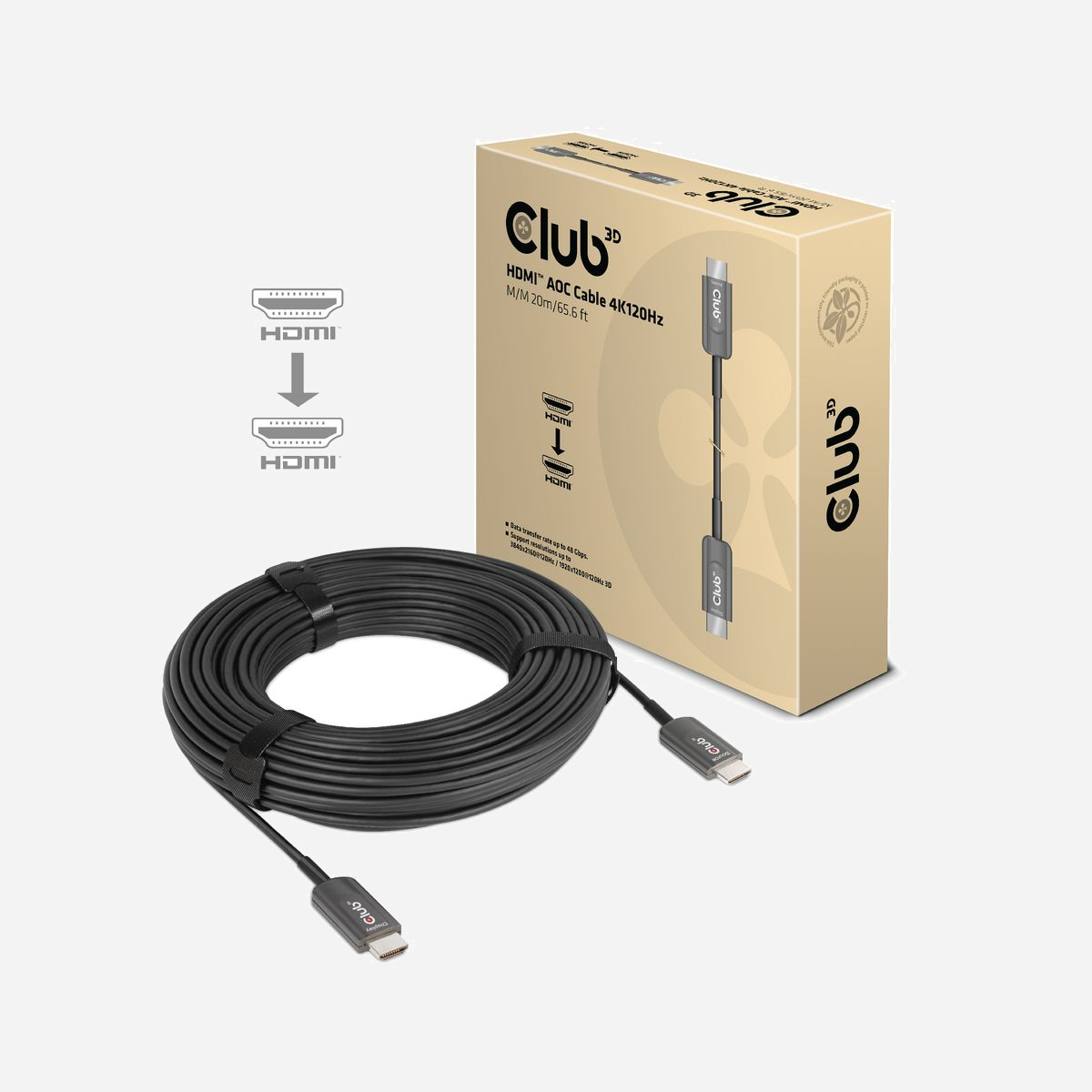 CLUB3D CAC-1379 Câble HDMI 2.1 20m, Connecteurs HDMI Type A Mâle, Contacts Or, ARC, HDR, 120Hz, Compatible Windows/Mac, Noir - CLUB3D CAC-1379. Longueur de câble: 20 m, Connecteur 1: HDMI Type A (Standard), Genre de connecteur 1: Mâle, Connecteur 2: HDMI Type A (Standard), Genre de connecteur 2: Mâle, Contacts du connecteur de placage: Or, Version HDMI: 2.1, Canal de retour audio (ARC, Audio Return Channel), Couleur du produit: Noir