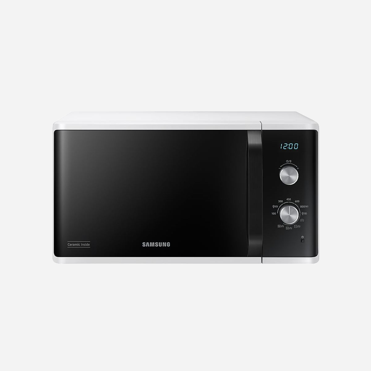 Samsung MG23K3614AW/EG Micro-Onde Combiné 23L 800W Blanc, Plateau 28.8cm, Grill, Minuteur Digital 99min, Email Céramique, Commandes Rotatives - Samsung MG23K3614AW/EG. Placement de l'appareil: Comptoir, Type de produit: Micro-onde combiné, Capacité intérieure: 23 L, Puissance du micro-onde: 800 W, Écran integré, Type de commande: Rotatif, Couleur du produit: Blanc