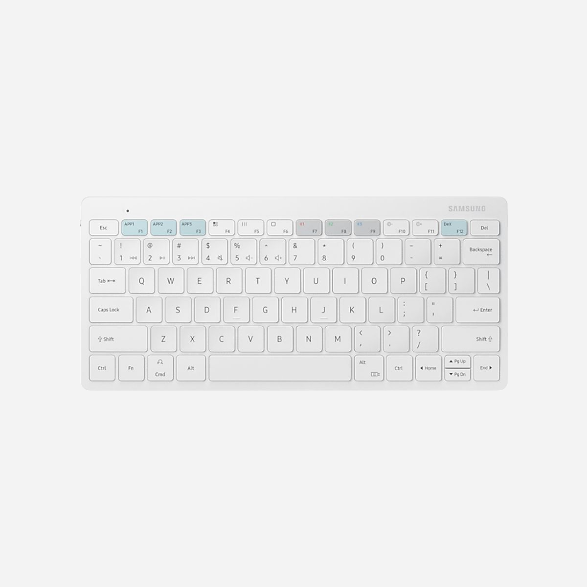 Samsung Clavier Bluetooth EJ-B3400BWGGDE QWERTZ Allemand Blanc - 79 touches - Bluetooth 5.0 - Alimentation 2x AAA - 280.4 x 127.4 x 15.4 mm - Samsung EJ-B3400BWGGDE. Disposition des touches du clavier: QWERTZ, Language du clavier: Allemand. Compatibilité de marque: Samsung, Couleur du produit: Blanc. Technologie de connectivité: Sans fil, Interface de l'appareil: Bluetooth. Source d'alimentation: Batterie, Type de batterie: AAA, Technologie batterie: Alcaline. Largeur: 280,4 mm, Profondeur: 15,4 mm, Hauteur: 127,4 mm