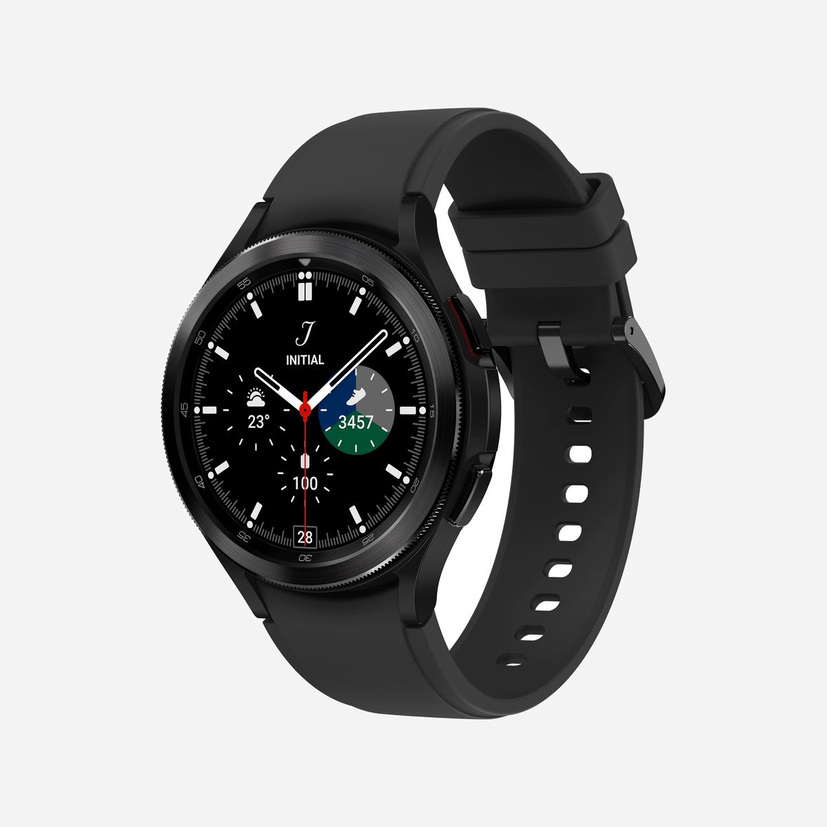 Samsung Galaxy Watch4 Classic 46mm Noir : Écran 1.4" Super AMOLED 450x450, 1.5Go RAM, 16Go, Wear OS, Wifi, GPS, Bluetooth 5.0, Boîtier Acier Inoxydable, IP68 - Samsung Galaxy Watch4 Classic . Taille de l'écran: 3,56 cm (1.4"), Technologie d'affichage: OLED, Résolution de l'écran: 450 x 450 pixels, Écran tactile. Fréquence du processeur: 1180 MHz, Capacité de la RAM: 1500 Mo, Memoire flash: 16 Go. Wifi. GPS (satellite). Capacité de la batterie: 247 mAh. Poids: 52 g. Couleur du bracelet: Noir. Système d'exploitation installé: Wear OS