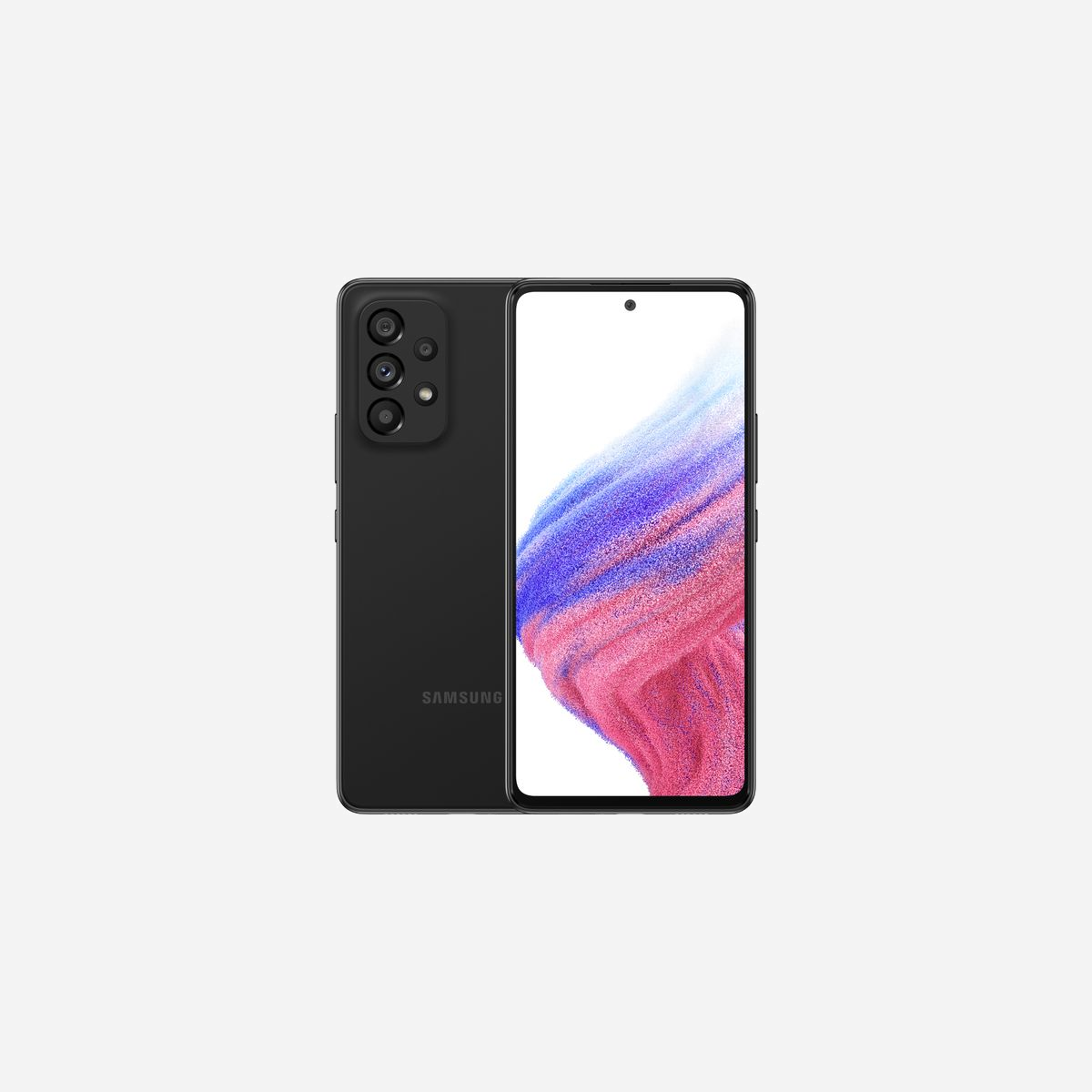 Samsung Galaxy A53 5G Enterprise Edition SM-A536BZKNEEE 6.5" Super AMOLED 6Go RAM 128Go 5000mAh Quad Camera 64MP 5G Android Noir - Samsung Galaxy A53 5G Enterprise edition . Taille de l'écran: 16,5 cm (6.5"), Résolution de l'écran: 2400 x 1080 pixels. Famille de processeur: Samsung Exynos, Modèle de processeur: 1280. Capacité de la RAM: 6 Go, Capacité de stockage interne: 128 Go. Résolution de la caméra arrière (numerique): 64 MP, Type de caméra arrière: Quatre caméras. Capacité de la carte SIM: Double SIM hybride. Capacité de la batterie: 5000 mAh. Couleur du produit: Noir. Poids: 189 g
