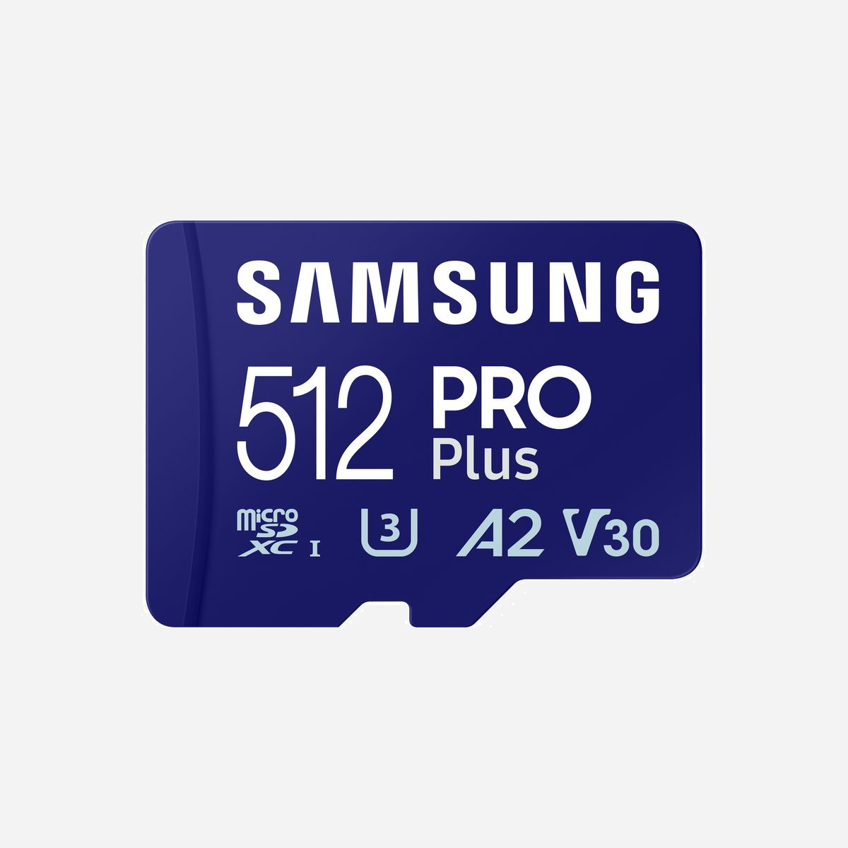 Samsung MicroSDXC 512Go UHS-I Classe 10 V30 A2 180Mo/s Lecture, 130Mo/s Ecriture, Température -25°C à 85°C, MB-MD512SB/WW - Samsung MB-MD512S. Capacité: 512 Go, Type de Carte Flash: MicroSDXC, Classe de mémoire Flash: Classe 10, Type de mémoire interne: UHS-I, Vitesse de lecture: 180 Mo/s, Vitesse d'écriture: 130 Mo/s, Classe de vitesse vidéo: V30. Couleur du produit: Bleu