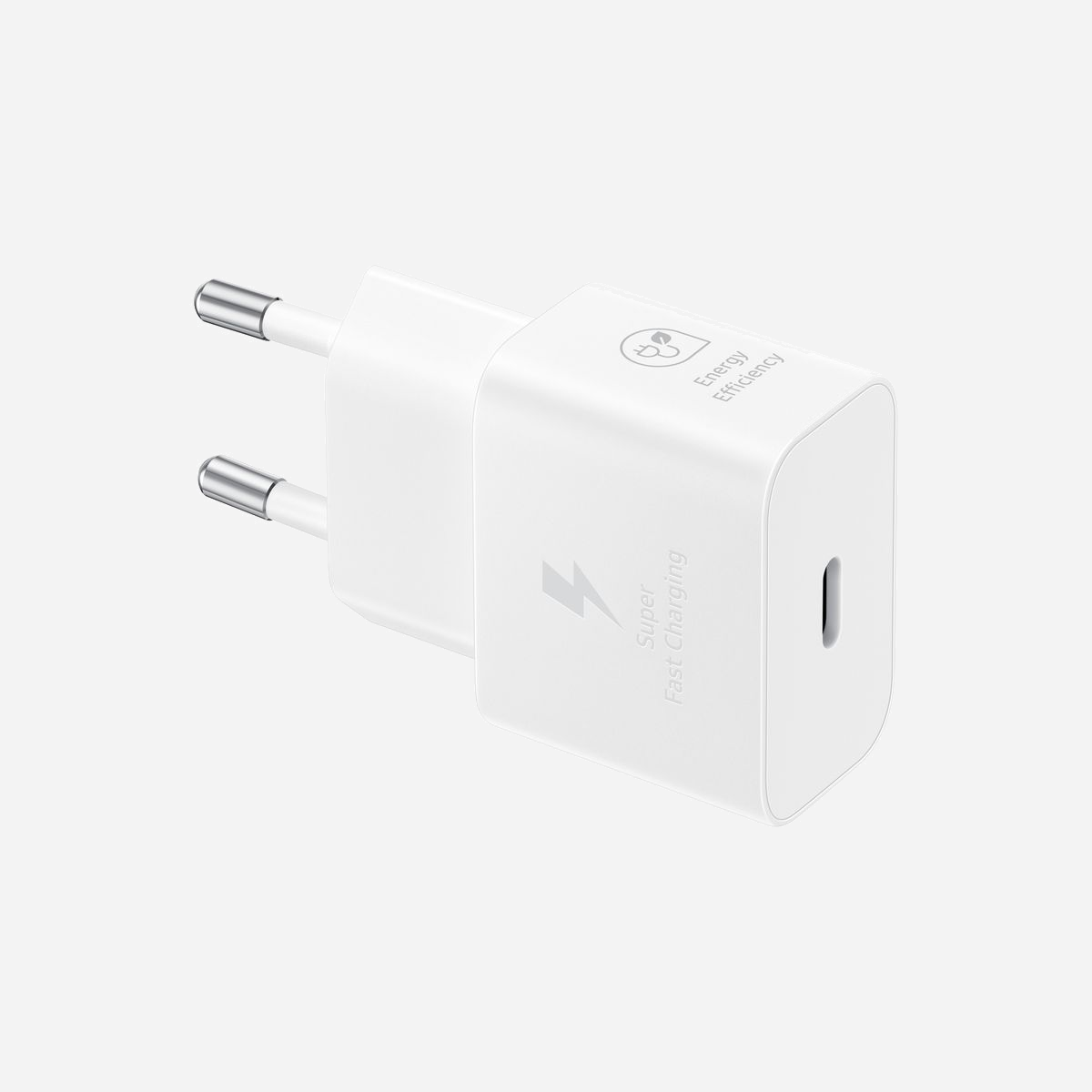 Samsung EP-T2510XWEGEU Chargeur Secteur USB-C 25W Super Fast Charging, Blanc, PPS, 1 Port, 100-240V, Sortie 5V/25W, Galaxy S10 5G/A80/A70 - La charge à toute vitesse<br>Le nouvel adaptateur secteur 25W vous transporte dans une autre dimension où le temps n'a pas d'emprise. Avec sa charge ultra rapide jusqu'à 25 W, rechargez vos appareils en un rien de temps.<br><br>Petit mais puissant<br>Plus fin et plus léger, l'adaptateur secteur 25W est encore plus facile à transporter que son prédécesseur, grâce à la technologie GaN.<br><br>Arrêtez les dépenses inutiles<br>L'adaptateur secteur 25W minimise votre consommation lorsque vous êtes en veille en passant de 20 mW à 5 mW, pour des économies d'énergie jusqu'à 75 %. Son revêtement contient 20% de matériaux recyclés pour être plus respectueux de l'environnement.<br><br>Aussi sûr que rapide<br>Rien n'est plus important que votre sécurité. L'adaptateur secteur vous garde à l'abri des surintensités, des courts-circuits, des températures élevées, des faibles fuites et bien plus encore.<br><br>Compatible USB-C pour charger tous vos appareils<br>Des écouteurs sans fils aux tablettes, chargez tous vos appareils Galaxy grâce à la compatibilité universelle de ladaptateur secteur.