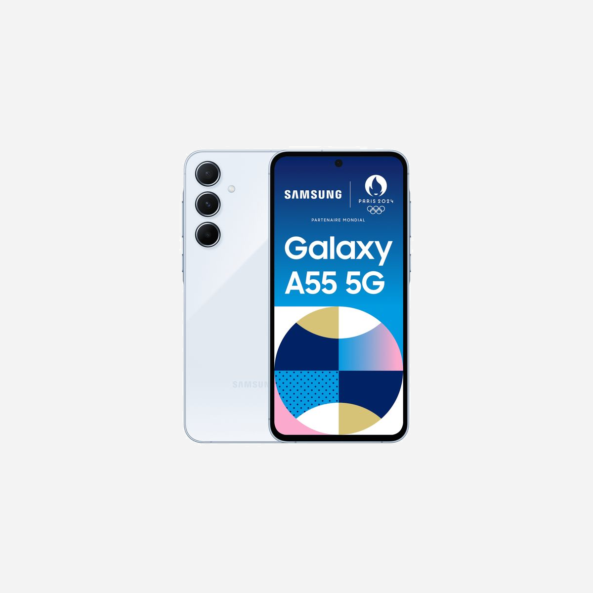 Samsung Galaxy A55 5G 6.6" Super AMOLED 120Hz Exynos Octa-Core 8Go RAM 128Go 50MP OIS IP67 Android 14 Bleu - Entourer pour chercher. Maintenant disponible sur le Galaxy A55 5G<br>Entourer pour Chercher avec Google est maintenant disponible sur le Galaxy A55 5G. Il vous suffit d'encercler un objet ou du texte avec votre doigt pour obtenir un résultat de recherche Google.<br><br>Le combo métal-verre, tout simplement génialissime !<br>Découvrez le Galaxy A55 5G qui fait tourner les têtes avec son design iconique : un triple capteur photo, un dos en verre et des bords plats en métal brossé pour une prise en main optimale. Et avec le verre Corning® Gorilla® Glass Victus®+, plus besoin de stresser face aux chocs et aux rayures du quotidien !<br><br>Prêt à faire sensation ?<br>Avec une finition arrière en verre, des bords plats en métal brossé et des couleurs tendances, le Galaxy A55 5G est simplement une petite merveille. Il est disponible en 4 couleurs pop qui sauront vous faire vibrer : Bleu, Lilas, Lime et Bleu Nuit.<br><br>Des photos saisissantes qui vous transportent<br>Prenez des photos nettes avec des couleurs éclatantes grâce au capteur principal haute résolution de 50 MP. Saisissez les moindres détails pour immortaliser tous les moments que vous souhaitez partager.<br><br>Souriez. Vous êtes la star.<br>La caméra avant de 32 MP vous permet de prendre des selfies éclatants, avec le choix entre des tons chauds ou naturels. Utilisez le Mode Portrait pour des photos qui déchirent, avec un effet bokeh et un flou d'arrière-plan précis.<br><br>Boostez vos photos en un clin d'œil<br>Transformez vos photos en un instant avec la suggestion d'éditions. Amusez-vous aussi à combiner des éléments de différentes photos avec Image Clipper.<br><br>Mode turbo activé avec la puissance octa-core<br>Profitez pleinement de la puissance du processeur octa-core amélioré et jonglez entre les activités sans souci : jeux, streaming, et plus encore. Allez encore plus loin avec la connectivité 5G et les options de stockage interne de 128 Go ou 256 Go, extensibles jusqu'à 1 To avec une microSD. Le GPU, le NPU et un système de refroidissement intégré améliorés sont aussi là pour vous permettre une expérience optimale !<br><br>L'écran qui saura vous transporter<br>Plongez dans une expérience captivante avec l'écran Super AMOLED FHD+ de 6,6 pouces du Galaxy A55 5G ! La fonctionnalité Vision Booster rend chaque détail éclatant, même sous le soleil. Profitez d'un affichage lumineux avec un pic de luminosité à 1 000 nits et un taux de rafraîchissement de 120 Hz pour une expérience fluide.<br><br>Gardez le rythme avec 2 jours d'autonomie<br>Vivez vos aventures à fond avec la batterie de 5 000 mAh (typique) qui vous offre jusqu'à 2 jours d'autonomie ! Et lorsque vous avez besoin d'énergie, la charge super rapide (25W) est là pour vous remettre sur pied en un clin d'œil.<br><br>Rien ne l'arrête, ni même l'eau et la poussière<br>Avec la résistance à l'eau et à la poussière (certification IP67), le Galaxy A55 5G est prêt à défier les éléments ! Continuez à rester connecté, capturez chaque instant et explorez le monde en toute sérénité, sachant que votre smartphone est prêt à tout affronter.<br><br>Vos informations en toute sécurité<br>Samsung Knox Vault<br>Samsung Knox Vault, certifiée EAL5+, est conçu pour protéger vos informations, comme le code PIN, le mot de passe et le modèle de déverrouillage. Vos données cryptées sont en sécurité dans un espace isolé et séparé du reste du système d'exploitation. C'est comme un coffre-fort pour vos données.<br><br>Soyez serein, nous avons tout prévu pour vous<br>Mises à jour OS et sécurité<br>Profitez de jusqu'à 4 générations de mises à jour du système d'exploitation et de jusqu'à 5 ans de sécurité pour garder votre Galaxy A55 5G au top et vos données en sécurité.<br><br>Smart Switch<br>Transférez vos données en toute simplicité vers votre nouveau smartphone Samsung Galaxy, depuis divers appareils.<br><br>Quick Share<br>Le partage de fichiers est un jeu d'enfant avec Quick Share. C'est rapide, facile et sécurisé.<br><br>One UI<br>Découvrez One UI 6 : la simplicité à votre image. Personnalisez vos expériences quotidiennes sans effort, et vivez chaque moment à votre façon !