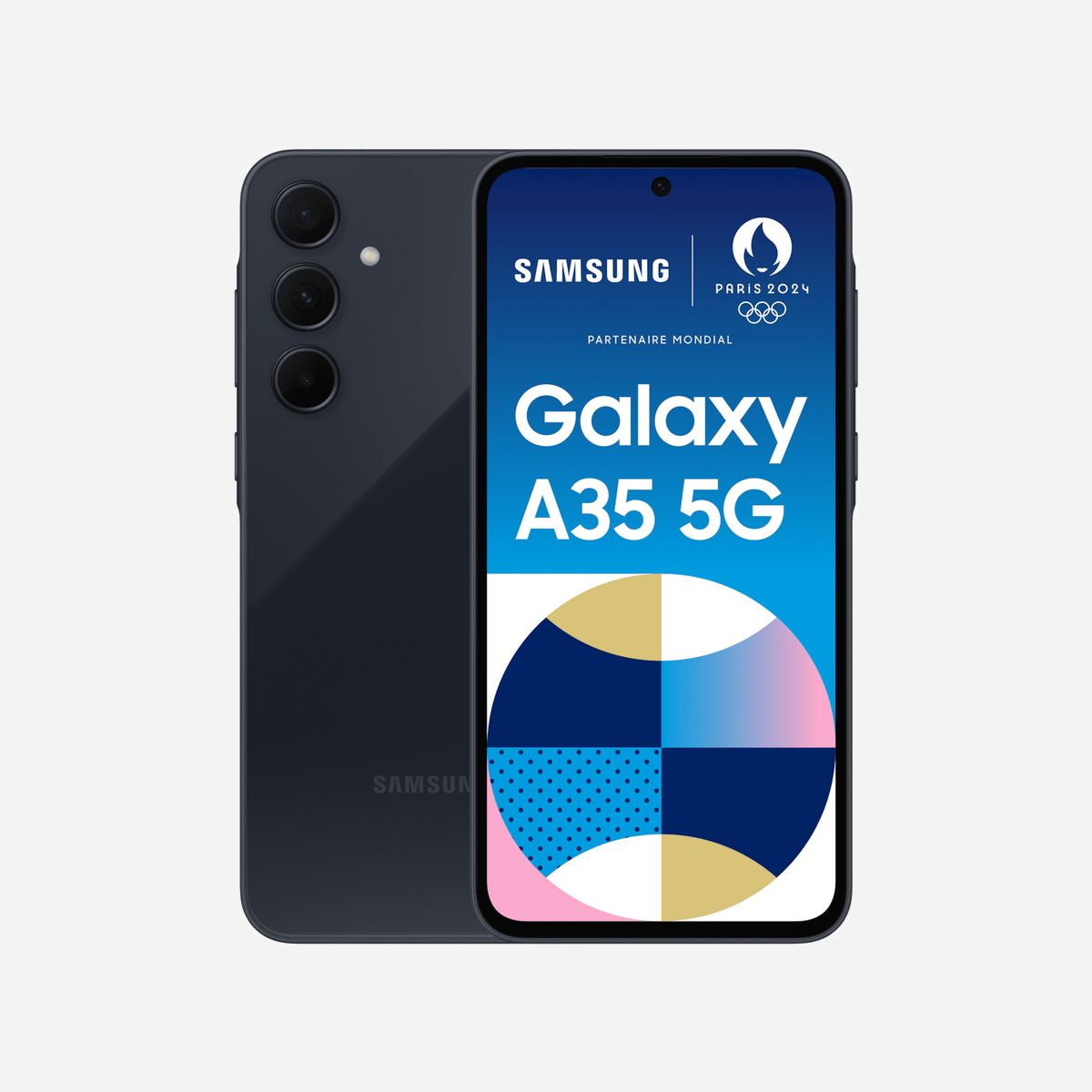Samsung Galaxy A35 5G SM-A356BZKBEEE Écran 6.6" Super AMOLED 120Hz Exynos 2GHz 6Go RAM 128Go Android 14 Triple Caméra 50MP Batterie 5000mAh Marine - Samsung Galaxy A35 5G . Taille de l'écran: 16,8 cm (6.6"), Résolution de l'écran: 1080 x 2340 pixels. Fréquence du processeur: 2 GHz, Famille de processeur: Samsung Exynos. Capacité de la RAM: 6 Go, Capacité de stockage interne: 128 Go. Résolution de la caméra arrière (numerique): 50 MP, Type de caméra arrière: Trois modules photo. Capacité de la carte SIM: Double SIM hybride. Système d'exploitation installé: Android 14. Capacité de la batterie: 5000 mAh. Couleur du produit: Marine. Poids: 209 g