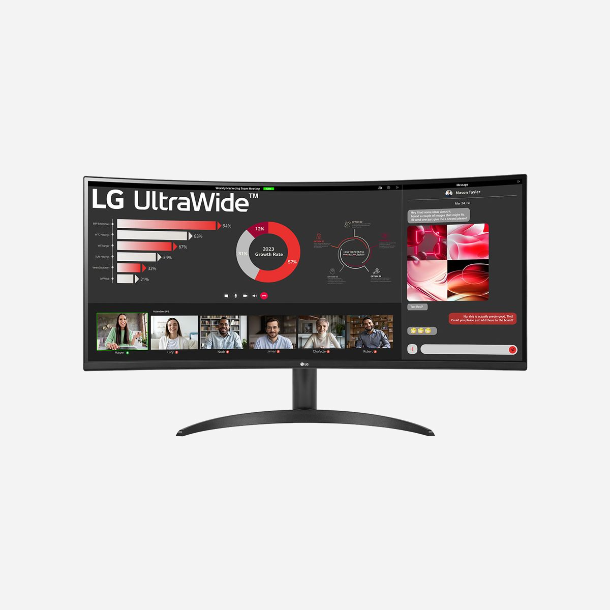 LG 34WR50QK-B Écran PC 34" Wide Quad HD (3440x1440) VA 100Hz, 5ms GTG, HDR10, FreeSync, DisplayPort 1.4, HDMI, Noir - LG 34WR50QK-B. Taille de l'écran: 86,4 cm (34"), Résolution de l'écran: 3440 x 1440 pixels, Type HD: Wide Quad HD, Temps de réponse: 5 ms, Format d'image: 21:9, Angle de vision horizontal: 178°, Angle de vision vertical: 178°. Montage VESA. Couleur du produit: Noir