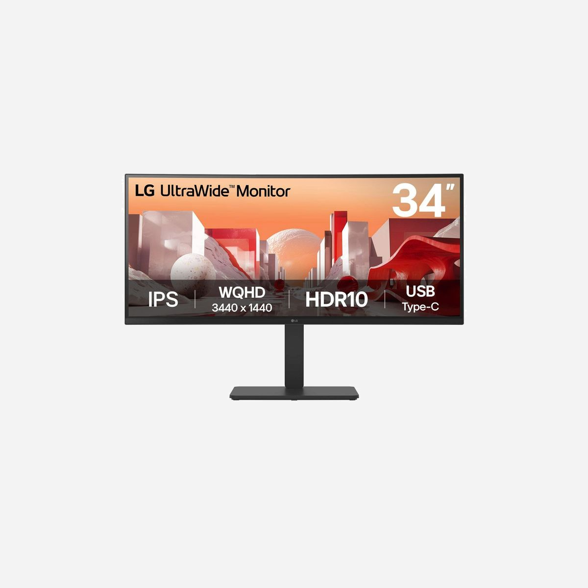 LG 34BA75QE-B Écran LCD 34" Wide Quad HD (3440x1440) IPS 5ms HDR10 60Hz, Hub USB, KVM, Ethernet, Réglage Hauteur, Noir - LG 34BA75QE-B. Taille de l'écran: 86,4 cm (34"), Résolution de l'écran: 3440 x 1440 pixels, Type HD: Wide Quad HD, Technologie d'affichage: LCD, Temps de réponse: 5 ms, Format d'image: 21:9, Angle de vision horizontal: 178°, Angle de vision vertical: 178°. Haut-parleurs intégrés. Concentrateur USB intégré. Montage VESA, Réglage de la hauteur. Couleur du produit: Noir