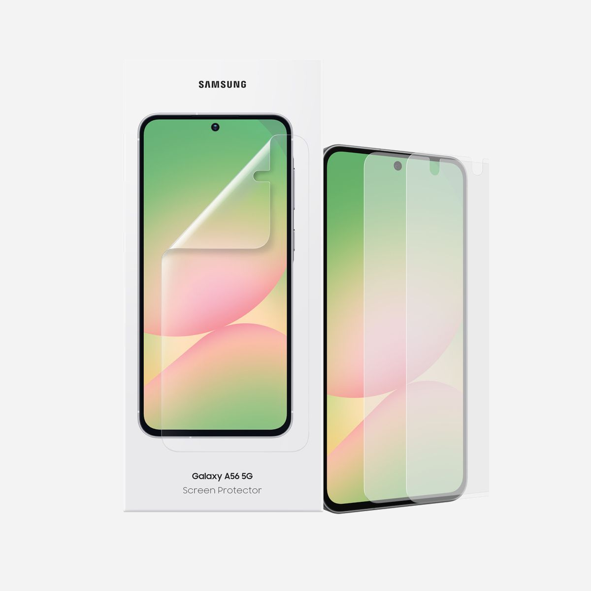 Samsung EF-UA566CTEGWW Film Protection Écran Galaxy A56 5G Transparent 6.7" Anti-Rayures Anti-Traces 73.2x185.7x0.2mm avec Kit Installation - La protection d'écran idéale<br>Protégez votre écran tout en préservant sa réactivité et fluidité pour les interactions tactiles et la qualité de ses couleurs. Sa transparence et ses découpes bord à bord rendront ce film de protection invisible.<br><br>Une installation simple et rapide<br>Grâce à l'applicateur fourni, positionnez parfaitement votre film de protection.