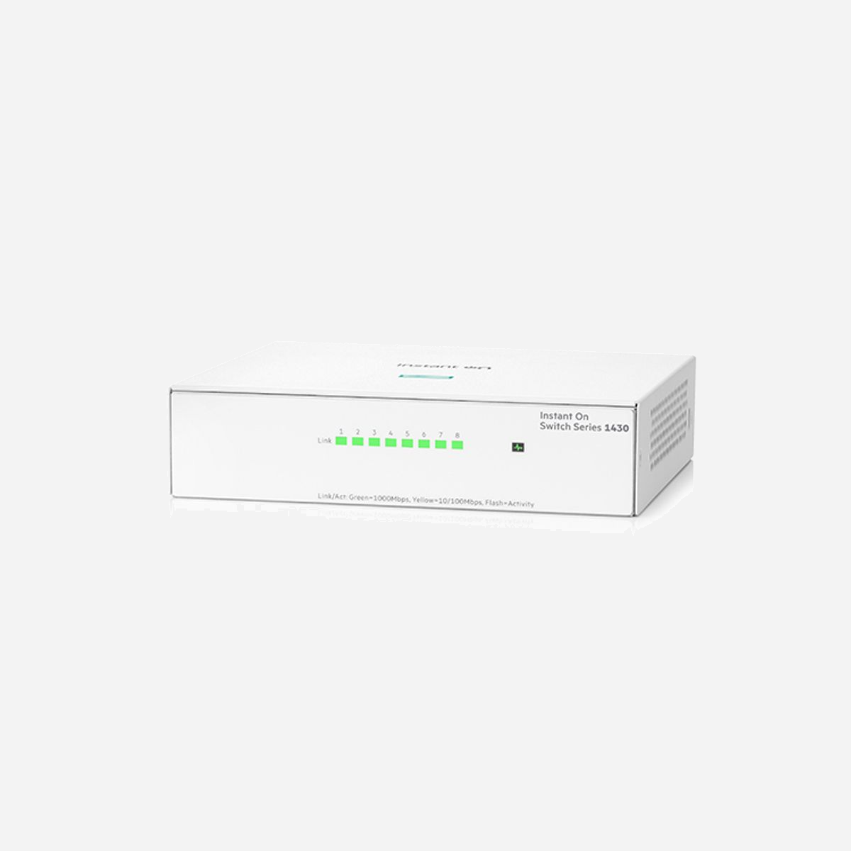 HPE Aruba Instant On 1430 8G Switch Non-géré L2 Gigabit Ethernet 8 ports RJ-45 10/100/1000, QoS, 16 Gbit/s, 8192 MAC, Blanc - La gamme Aruba Instant On 1430 offre des commutateurs non gérés prêts à l’emploi pour les petites entreprises à la recherche de solutions de connectivités réseau simples, fiables et à faible coût. Ces commutateurs faciles d’utilisation offrent des fonctionnalités Gigabit Ethernet de couche 2 à un prix abordable pour relier et partager des ressources quotidiennes, comme des imprimantes et des points d’accès, sans configuration réseau complexe. Prêts à l’emploi, dotés de fonctions entièrement automatisées, nécessitant aucune maintenance continue et comprenant des modèles PoE (Power over Ethernet), ces commutateurs assurent une connectivité simple et fiable parfaites pour plus petites PME et le télétravail.<br><br><b>Caractéristiques</b><br><br><b>Connectivité Ethernet non gérée pour les petites entreprises</b><br>- La série Aruba Instant On 1430 comprend des commutateurs Gigabit Ethernet non géré de couche 2 prêts pour le déploiement dans sept modèles de configurations PoE et non PoE : un (1) modèle à 5 ports, deux (2) à 8 ports, deux (2) à 16 ports, un (1) à 24 ports et un (1) à 26 ports avec deux modèles avec liaisons montantes SFP.<br>- Avec les modèles PoE, vous disposez d’une alimentation électrique PoE jusqu’à 30 W par port pour les appareils PoE de Classe 4 tels que les points d’accès, les caméras de surveillance et les téléphones VoIP. Les modèles PoE à 8 et 16 ports sont dotés d’une puissance de 64 W et 124 W respectivement pour prendre en charge les derniers devices IoT.<br>- Deux ports fibre 1G SFP dédiés sur le modèle à 26 ports peuvent être utilisés pour des liaisons montantes et prendre en charge la connectivité longue distance via des émetteurs-récepteurs fibre, pour un total de 28 ports Ethernet.<br>- La garantie à vie limitée Aruba Instant On inclut le support téléphonique 24h/24, 7j/7 les 90 premiers jours et le support par messagerie instantanée (Chat) sur toute la période de garantie. Le support de la communauté est incluse pendant toute la durée de vie du produit.<br><br><b>Prêts à l’emploi</b><br>- Les modèles de la série de commutateurs Aruba Instant On 1430 sont faciles d’utilisation, et ne requièrent aucune configuration ni gestion continue.<br>- Les modèles non gérés PoE assurent la prise en charge entièrement automatisée pour l’utilisation de téléphones IP, de caméras de vidéosurveillance ou de points d’accès sans fil compatibles.<br>- Aucune configuration n’est requise après l’installation d’émetteurs-récepteurs SFP 1GbE sur le modèle 26 ports pour étendre la connectivité avec la fibre gigabit.<br>- Bénéficiez d’une grande flexibilité grâce aux options de montage en rack, mural, sous et sur la table(variable en fonction du modèle).<br>- Le câblage simplifié permet d’utiliser indifféremment des câbles droits ou croisés sur tous les ports 10/100/1000 avec Auto MDI/MDI-X.<br><br><b>Efficacité énergétique et optimisation du trafic</b><br>- La série de commutateurs Aruba Instant On 1430 dispose du mode EEE (Energy Efficient Ethernet) et est conforme aux exigences de la norme 802.3az afin d’économiser de l’énergie pendant les périodes de faible activité des données.<br>- Pour une exécution silencieuse, les modèles ne comportent pas de ventilateur dans les environnements de bureau ou sensibles au bruit. Leur fonctionnement requiert moins d’énergie.<br>- La qualité de service permet la hiérarchisation des paquets sensibles au temps (comme la voix sur IP et la vidéo) par rapport au trafic selon la classification DSCP ou IEEE 802.1p.<br>- La prise en charge de trames étendues garantit une taille de trame allant jusqu'à 9216 octets pour améliorer les performances des transferts de données volumineux.<br>- Le contrôle des flux assure un mécanisme d’accélération des flux propagé via le réseau pour prévenir la perte de paquets au niveau d’un nœud surchargé.