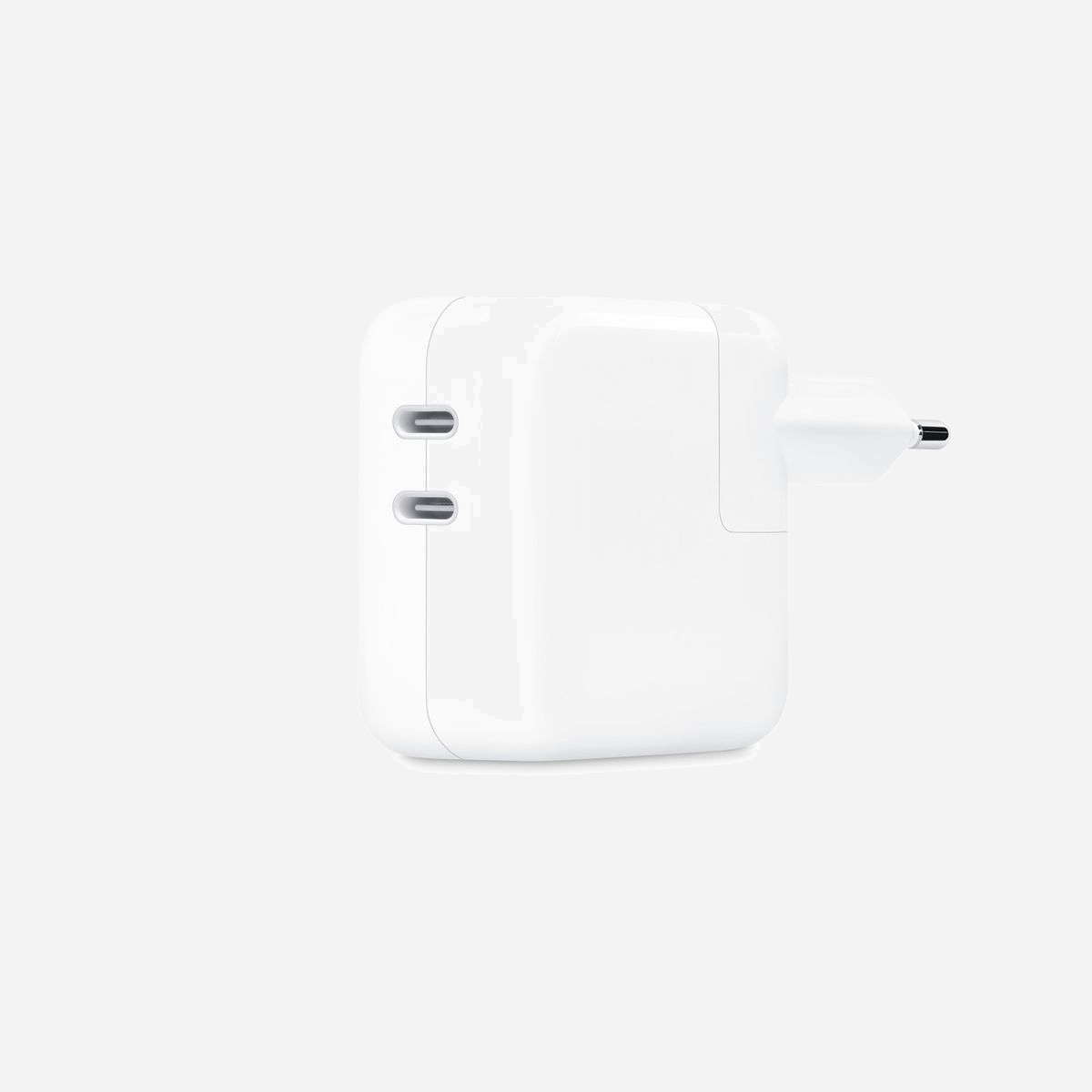 Apple Adaptateur Secteur Double USB-C 35W Blanc (MW2K3ZM/A) - Chargeur Universel Intérieur 2 Ports USB-C, Puissance Max. 35W - 38x97x97mm, 170g - L’Adaptateur secteur double port USB-C 35 W vous permet de recharger deux appareils en même temps, que vous soyez à la maison, au bureau ou en déplacement. Apple vous recommande de l’utiliser avec le MacBook Air. Vous pouvez aussi l’utiliser avec un iPhone, un iPad, une Apple Watch ou des AirPods.<br><br>Associez cet adaptateur secteur au Kit de voyage pour pouvoir recharger votre appareil dans d’autres régions du monde.<br><br>Câble de charge vendu séparément.<br><br>