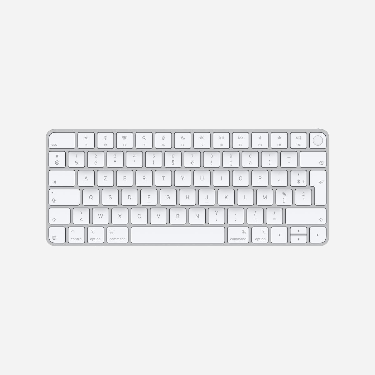 Apple Magic Keyboard Touch ID AZERTY Français - USB + Bluetooth - Batterie Rechargeable - Mac OS X 11.0+ - 278.9x114.9x10.9mm - 243g - MXCK3F/A - Le Magic Keyboard est désormais disponible avec Touch ID et vous offre ainsi une méthode d’authentification simple, rapide et sécurisée pour vos connexions et vos achats.<br><br>Le Magic Keyboard avec Touch ID vous garantit une frappe d’un confort et d’une précision remarquables. Sans fil et rechargeable, il intègre une batterie longue durée et fonctionne environ un mois ou plus entre deux charges¹. Il s’associe automatiquement à votre Mac, pour que vous puissiez vous mettre au travail sans attendre.<br><br>Il est doté d’un port USB‑C et s’accompagne d’un câble de charge USB‑C tissé qui vous permet de le jumeler et de le recharger en le branchant sur un port USB‑C de votre Mac.