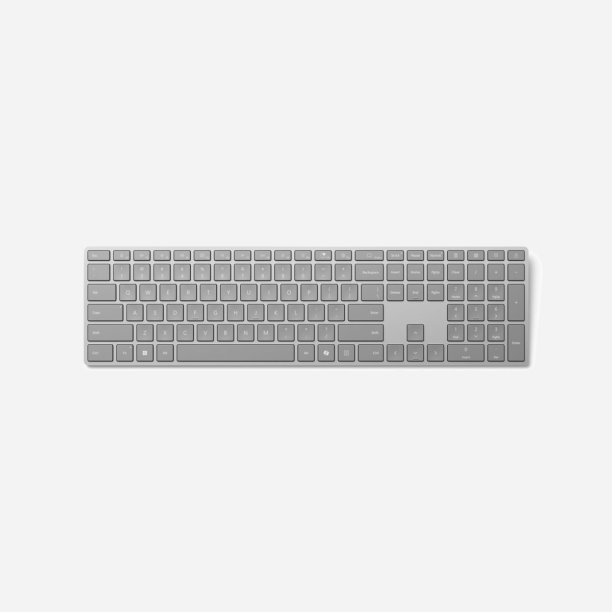 Microsoft Surface Keyboard (2nd Edition) EP2-04193 - Clavier Bluetooth Français Gris, Taille Réelle 100%, Batterie AAA, Compatible Windows/macOS/Android - Microsoft Surface Keyboard (2nd Edition). Facteur de forme du clavier: Taille réelle (100 %), Technologie de connectivité: Sans fil, Interface de l'appareil: Bluetooth, Utilisation recommandée: maison/bureau. Couleur du produit: Gris