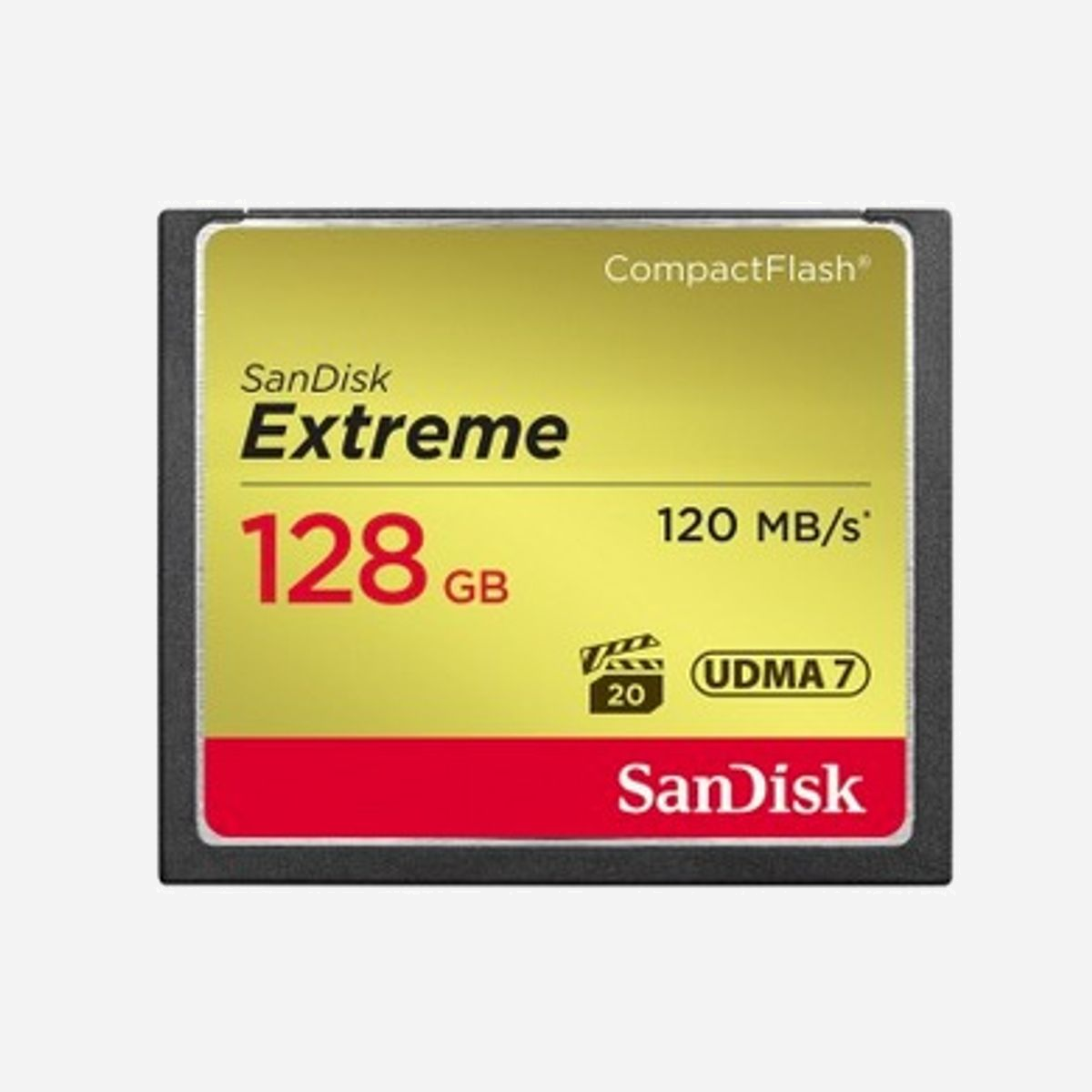 SanDisk CompactFlash Extreme 128GB - Carte mémoire 128 Go, Vitesse Lecture 120Mo/s, Écriture 85Mo/s, CF, Température -25°C à 85°C - SDCFXSB-128G-G46 - SanDisk CF Extreme 128GB. Capacité: 128 Go, Type de Carte Flash: CompactFlash, Vitesse de lecture: 120 Mo/s, Vitesse d'écriture: 85 Mo/s. Couleur du produit: Noir