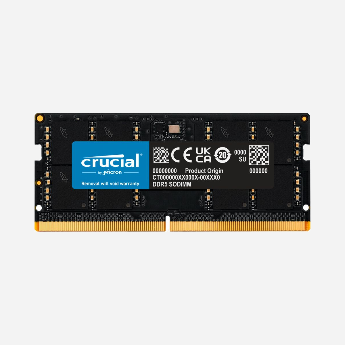 Crucial Mémoire SO-DIMM DDR5 64Go (1x64Go) 5600MHz CL46 1.1V, Unbuffered, avec On-Die ECC, PC Portable, Référence CT64G56C46S5 - <b>Des temps de chargement et de transfert de fichiers réduits</b><br>La mémoire DDR5 Crucial pour ordinateur de bureau peut dynamiser votre système et transférer dès son lancement 1,5 fois plus de données que la DDR4, vous permettant de profiter de temps de chargement, de téléchargement et de transfert de fichiers réduits, et de temps de rafraîchissements et d’une latence plus faibles. Grâce à ses bus plus efficaces, la technologie DDR5 n’est pas seulement plus rapide que la dernière génération, elle est meilleure.<br><br><b>Le multitâche facilité</b><br>La mémoire DDR5 Crucial est à sa sortie 50 % plus rapide que la DDR4, pour des performances extrêmes immédiates. Mieux encore, elle est optimisée pour améliorer les performances et le multitâche, lors des tests comme en conditions réelles. Votre ordinateur reste plus réactif que jamais, même quand vous avez de nombreux onglets ouverts ou que vous passez d’une application à l’autre.<br><br><b>Une innovation extrême pour des performances stables</b><br>La conception de la mémoire DDR5 Crucial surpasse la génération précédente avec ses deux canaux 32 bits indépendants par module pour des performances optimisées. La technologie ECC sur puce (on-die ECC, ODECC) au niveau du composant permet à la mémoire DDR5 Crucial de rester aussi fiable sur le long terme que la génération précédente, même pour des applications informatiques next-gen très gourmandes.<br><br><b>Une efficacité énergétique optimisée</b><br>Pour améliorer l’efficacité et la stabilité, la mémoire DDR5 Crucial embarque un circuit imprimé de gestion de l’alimentation (PMIC) pour réguler la tension du module, comme sur les cartes mères utilisant les précédents types de mémoire. Les signaux sont améliorés et l’alimentation des modules est plus propre (DIMM). De plus, la tension opérationnelle du module DDR5 n’est que d’1,1 V, contre 1,2 V pour la DDR4.<br><br><b>La qualité Micron®, le gage d’une fiabilité éprouvée</b><br>Crucial, en tant que marque intégrée verticalement à Micron, est approuvée par des millions de consommateurs pour sa fiabilité, ses performances et sa compatibilité. Contrairement aux assembleurs de modules, notre relation unique avec Micron implique un niveau de collaboration plus approfondi au niveau de la conception qui permet de pousser les performances de nos produits au maximum sans faire de compromis sur leur fiabilité. La mémoire DDR5 Crucial, en plus d’être garantie à vie, peut compter sur les plus de 43 ans d’excellence en fabrication de Micron et les plus de 25 ans de développement de produits grand public de Crucial pour vous offrir des performances puissantes et fiables. Lorsqu’il s’agit de mémoire, ne vous contentez pas de moins.