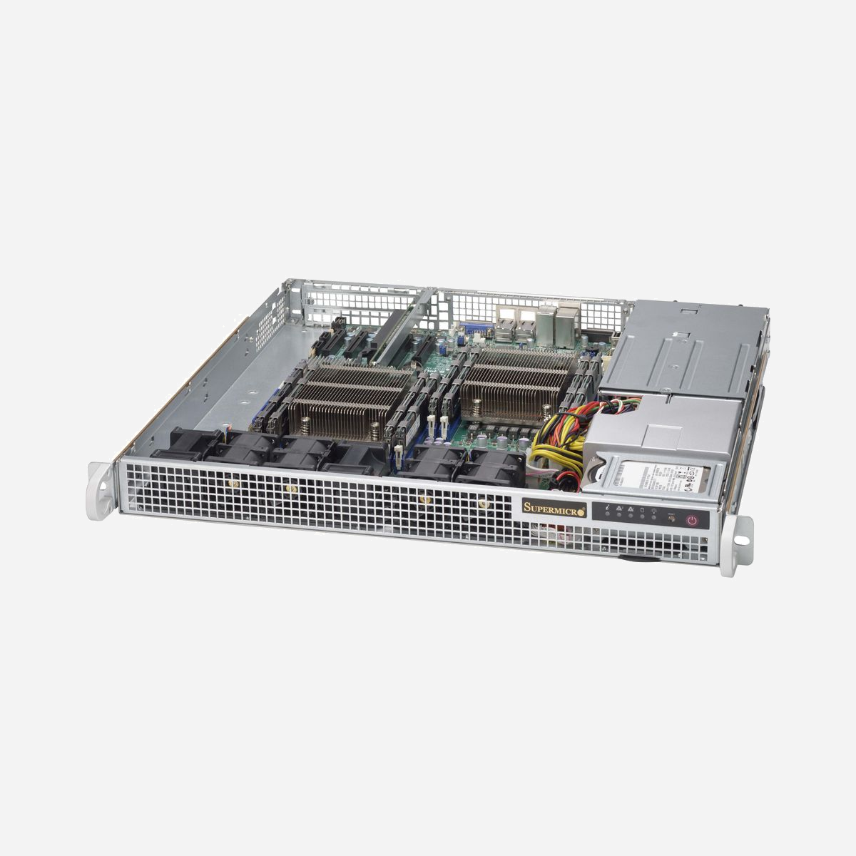 Supermicro SuperChassis 514-R407C 1U Rack - Alimentation 400W Redondante 80 PLUS Platinum - Supports Disques 2.5" - Carte mère EATX - Gris - Supermicro SuperChassis 514-R407C. Format: Support, Type: Serveur, Couleur du produit: Gris. Alimentation d'énergie: 400 W, Tension d'entrée AC: 100 - 240 V, Fréquence d'entrée AC: 50 - 60 Hz. Tailles de disques durs supportées: 2.5". Largeur: 437 mm, Profondeur: 429 mm, Hauteur: 43 mm. Largeur du colis: 686 mm, Profondeur du colis: 610 mm, Hauteur du colis: 203 mm