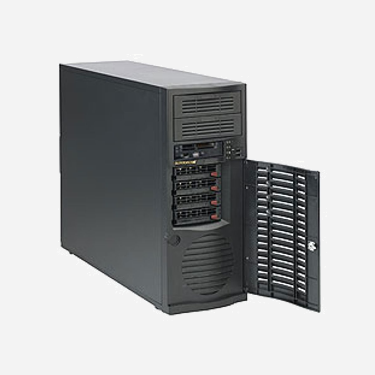 Supermicro SuperChassis 733TQ-668B Midi Tower Serveur Noir, Alimentation 668W, 4x 3.5" internes, 2x 5.25" externes, 1x 120mm arrière, ATX/EATX - Supermicro SuperChassis 733TQ-668B. Format: Midi Tower, Type: Serveur, Couleur du produit: Noir. Alimentation d'énergie: 668 W. Ventilateurs arrières installés: 1x 120 mm. Tailles de disques durs supportées: 3.5". Largeur: 178 mm, Profondeur: 531 mm, Hauteur: 426 mm