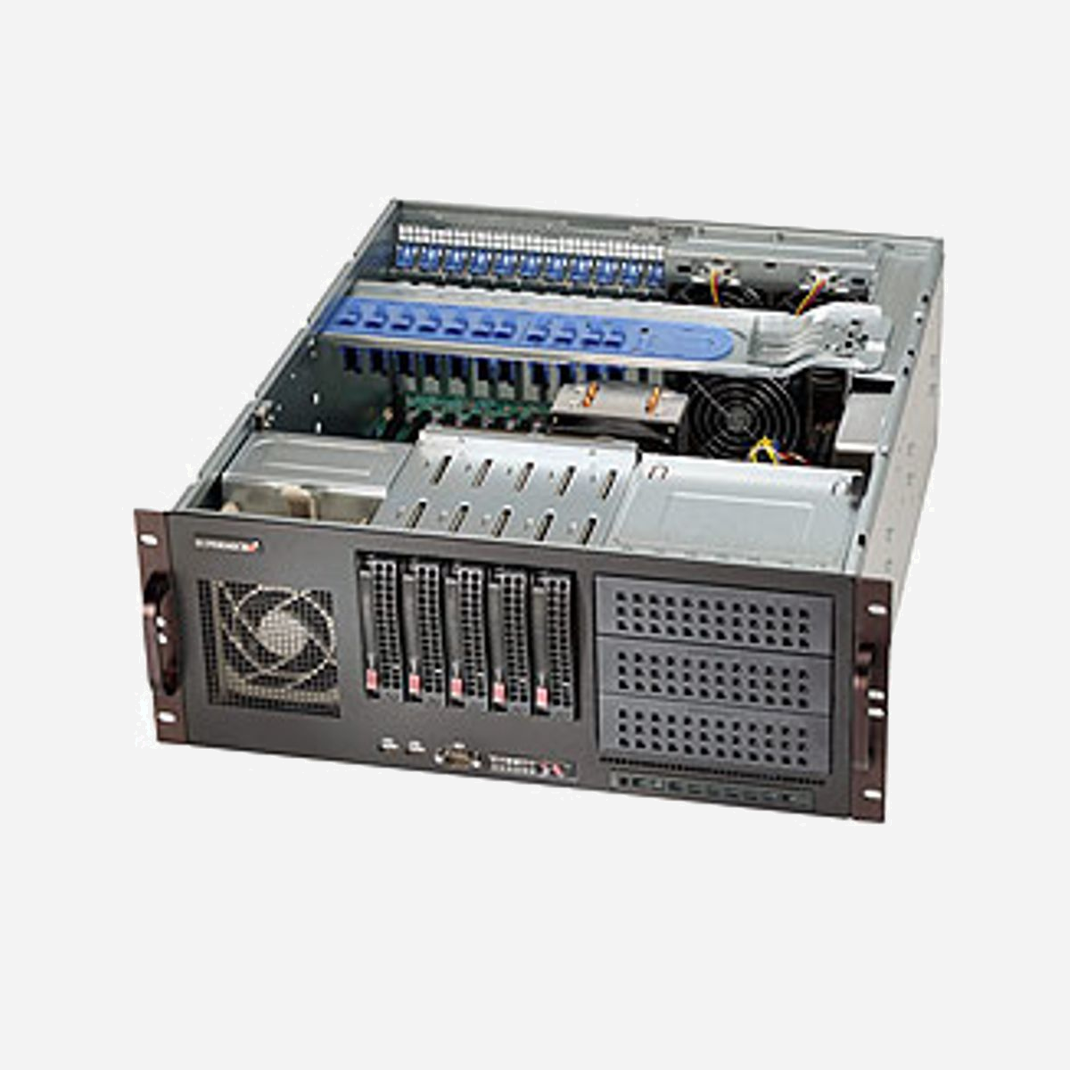 Supermicro SuperChassis 842XTQC-R804B 4U Rack, Alimentation 800W Redondante 80 PLUS Platinum, 5x 3.5", ATX/EATX, Noir, CSE-842XTQC-R804B - Supermicro SuperChassis 842XTQC-R804B. Format: Support, Type: Serveur, Couleur du produit: Noir. Alimentation d'énergie: 800 W, Tension d'entrée AC: 100 - 240 V, Fréquence d'entrée AC: 50 - 60 Hz. Tailles de disques durs supportées: 3.5". Largeur: 437 mm, Profondeur: 521 mm, Hauteur: 178 mm. Largeur du colis: 671 mm, Profondeur du colis: 800 mm, Hauteur du colis: 351 mm