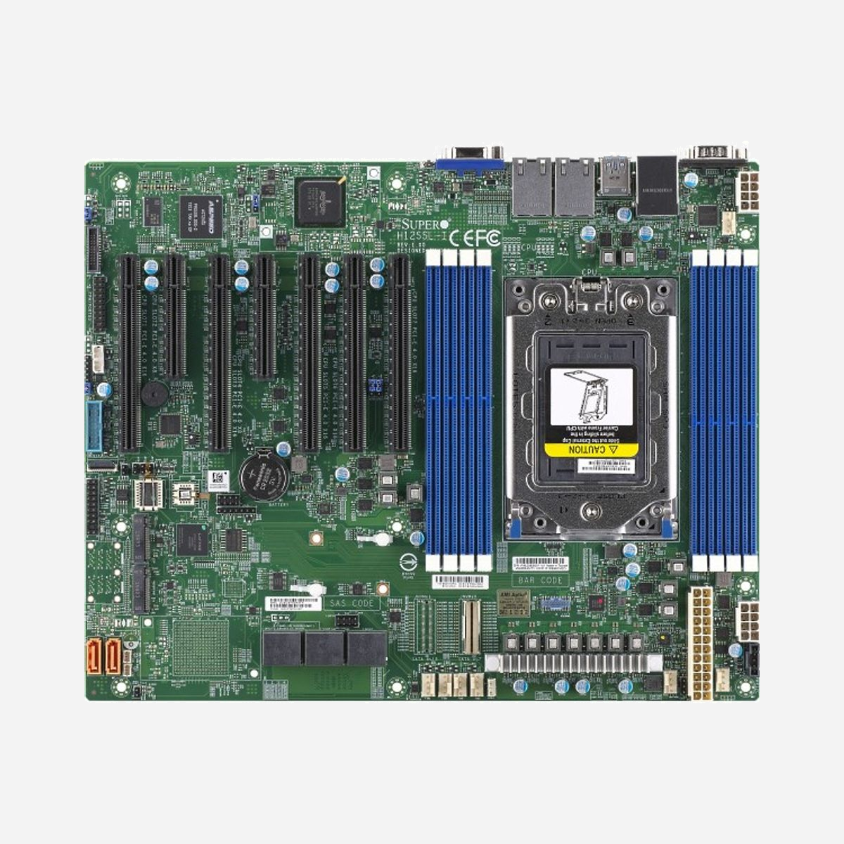 Supermicro MBD-H12SSL-I-O Carte Mère Serveur ATX AMD EPYC Socket SP3 DDR4 ECC DIMM Octa-Channel 2To M.2 SATA III RAID 0/1/10 Dual Gigabit Ethernet - Supermicro MBD-H12SSL-I-O. Fabricant de processeur: AMD, Socket de processeur (réceptable de processeur): Socket SP3, Processeurs compatibles: AMD EPYC. Types de mémoire pris en charge: DDR4-SDRAM, Mémoire interne maximale: 2 To, Type de support (slot): DIMM. Interfaces de lecteur de stockage prises en charge: M.2, SATA III, Types de lecteurs de stockage pris en charge: HDD & SSD, Niveaux RAID: 0, 1, 10. Type d'interface Ethernet: Gigabit Ethernet, Contrôleur de réseau local (LAN): Broadcom 5720. composant pour: Serveur, Elément de forme de carte mère: ATX, famille de composant de produits: AMD