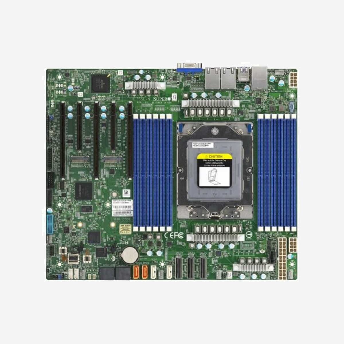 Supermicro MBD-H13SSL-N-B : Carte Mère Serveur ATX Socket SP5 AMD EPYC 9004, DDR5-SDRAM 3To max, SATA III/M.2, Gigabit Ethernet, Broadcom BCM5720 - Supermicro MBD-H13SSL-N-B. Fabricant de processeur: AMD, Socket de processeur (réceptable de processeur): Socket SP5, Processeurs compatibles: AMD EPYC 9004. Types de mémoire pris en charge: DDR5-SDRAM, Mémoire interne maximale: 3 To, Type de support (slot): DIMM. Interfaces de lecteur de stockage prises en charge: SATA III, M.2, Types de lecteurs de stockage pris en charge: HDD & SSD. Type d'interface Ethernet: Gigabit Ethernet, Contrôleur de réseau local (LAN): Broadcom BCM5720. composant pour: Serveur, Elément de forme de carte mère: ATX, famille de composant de produits: AMD