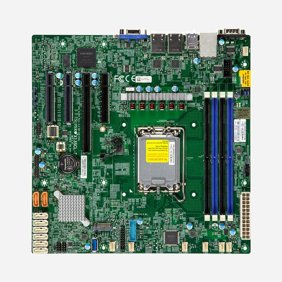 Supermicro MBD-X13SCL-F-B : Carte mère serveur micro ATX Intel C262, Socket LGA 1700, DDR5 ECC/non-ECC 128Go max, 8 SATA III, 2 GbE, M.2, PCIe 5.0 - Supermicro X13SCL-F-B Bulk. Fabricant de processeur: Intel, Socket de processeur (réceptable de processeur): LGA 1700, Processeurs compatibles: Intel® Pentium®G, Intel® Xeon®. Types de mémoire pris en charge: DDR5-SDRAM, Mémoire interne maximale: 128 Go, Type de support (slot): DIMM. Interfaces de lecteur de stockage prises en charge: SATA III, Niveaux RAID: 0, 1, 5, 10. Type d'interface Ethernet: Gigabit Ethernet. composant pour: Serveur, Elément de forme de carte mère: micro ATX, famille de composant de produits: Intel