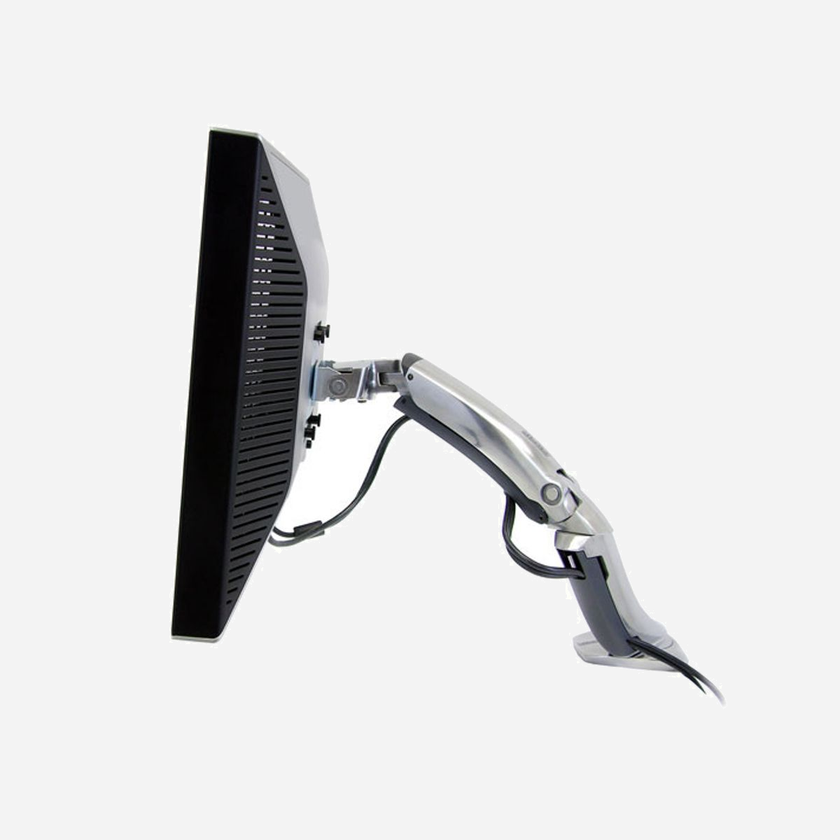 Ergotron MX Bras LCD Bureau Aluminium 45-214-026 pour écran jusqu'à 30" (76.2cm), charge max 13.6kg, VESA 75x75 à 200x200, inclinaison 80°, rotation 90° - Le bras LCD MX profilé convient aux écrans de taille moyenne et aux ordinateurs tout-en-un dont le poids ne dépasse pas 13,6 kg (30 livres). L’ajustement vertical de 13 cm (5 pouces), le mouvement d’extension/rétraction avec inclinaison intégrée et la possibilité de passer du mode vertical au mode horizontal encouragent le confort de l’utilisateur et augmentent la productivité.<br><br><b>Avantages</b><br><br>- Convient pour les écrans de taille moyenne et les ordinateurs tout-en-un dont le poids ne dépasse pas 13,6 kg (30 livres)<br>- Positionnez votre écran pour un confort ergonomique maximal afin de soulager les douleurs oculaires, du cou et du dos<br>- Dégage de l’espace sur votre table ou bureau et augmente ainsi votre espace de travail<br>- Améliorez vos écrans LCD et vos télévisions avec de meilleurs ajustements ergonomiques<br>- Un bras préassemblé décourage les tentatives de vol d'écran/télévision<br>- Mettez l’écran en position verticale pour voir des photos et des pages, et éliminez le défilement<br>- Le système de gestion des câbles cache et achemine les câbles sous le bras, à l’écart<br>- Extension/rétraction de l’écran LCD jusqu’à 424 mm (16,7 pouces). Mettez votre écran à l’écart lorsque vous ne vous en servez pas<br>- La technologie de mouvement Constant Force permet un ajustement aisé de l’écran<br>- Installation et utilisation aisées et sans effort