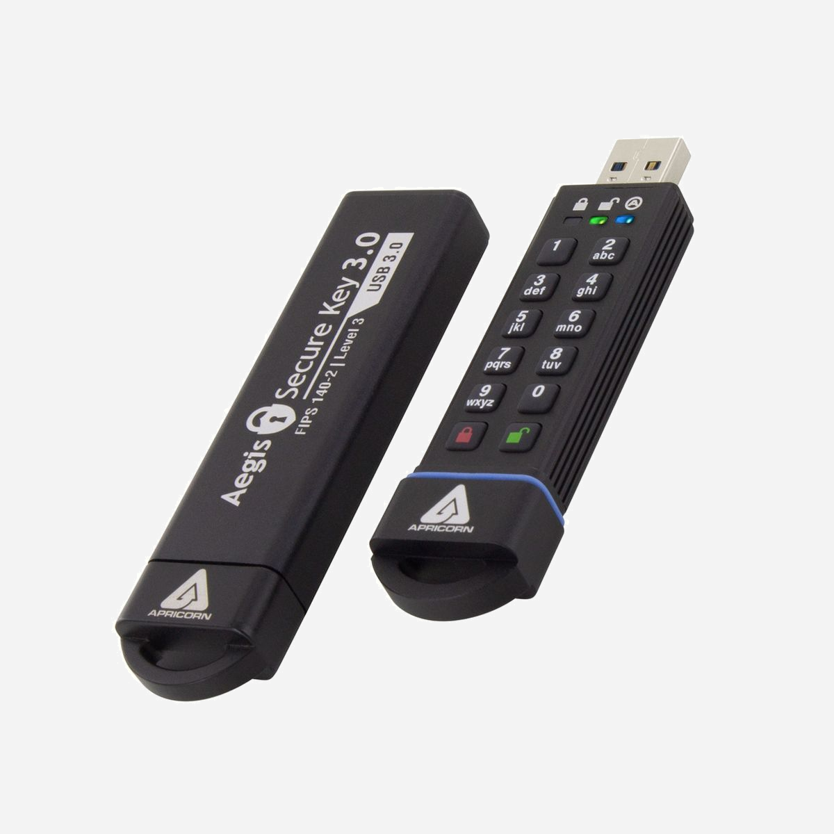 Apricorn ASK3-16GB : Clé USB 16Go USB 3.2 Gen 2 Type-A, Lecture 195Mo/s, Ecriture 162Mo/s, Clavier PIN intégré, Chiffrement matériel, Compatible Windows/Mac/Linux - Apricorn ASK3. Capacité: 16 Go, Interface de l'appareil: USB Type-A, Version USB: 3.2 Gen 2 (3.1 Gen 2), Vitesse de lecture: 195 Mo/s, Vitesse d'écriture: 162 Mo/s. Format: Casquette. Clavier intégré, Protection par mot de passe. Poids: 46 g. Couleur du produit: Noir