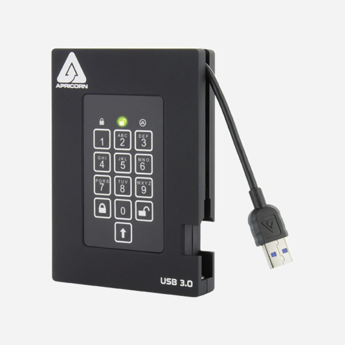 Apricorn Aegis Fortress 4 To SSD 2.5" USB Type-A 3.2 Gen 1, Lecture/Écriture 350 Mo/s, AES-XTS 256-bit, Résistant Chocs/Vibrations/Eau, Clavier PIN, Noir - Apricorn Aegis Fortress. Capacité du Solid State Drive (SSD): 4 To, Facteur de forme SSD: 2.5". Connecteur USB: USB Type-A, Version USB: 3.2 Gen 1 (3.1 Gen 1). Vitesse de lecture: 350 Mo/s, Vitesse d'écriture: 350 Mo/s. Protection par mot de passe. Couleur du produit: Noir