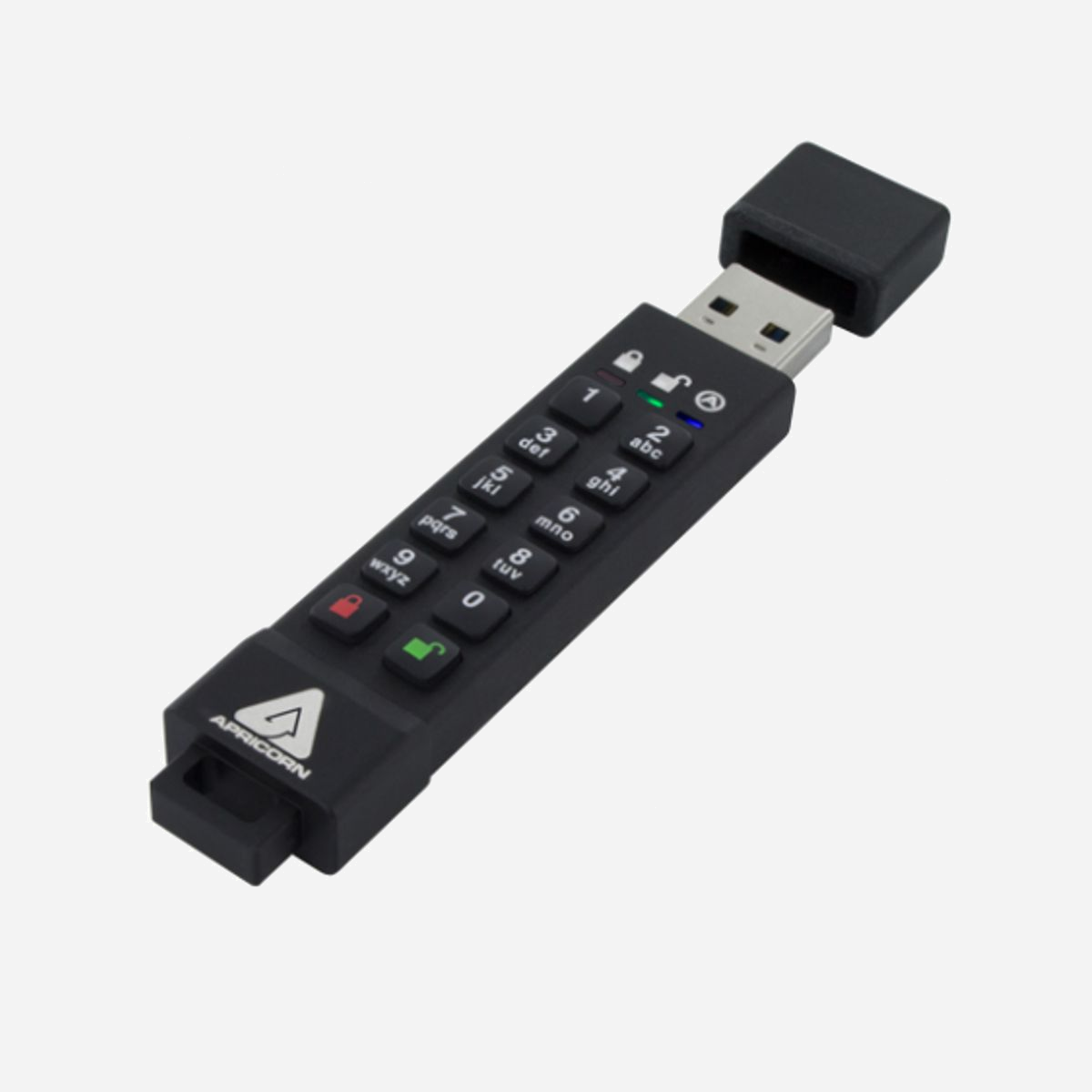 Apricorn Aegis Secure Key 3z 16Go USB-A 3.2 Gen 1, Lecteur d'Empreintes, AES 256-bit, IP56, Lecture 190Mo/s, Ecriture 80Mo/s, Compatible Windows/macOS/Linux/Android - Apricorn Aegis Secure Key 3z. Capacité: 16 Go, Interface de l'appareil: USB Type-A, Version USB: 3.2 Gen 1 (3.1 Gen 1), Vitesse de lecture: 190 Mo/s, Vitesse d'écriture: 80 Mo/s. Format: Casquette. Lecteur d'empreintes digitales. Poids: 22 g. Couleur du produit: Noir