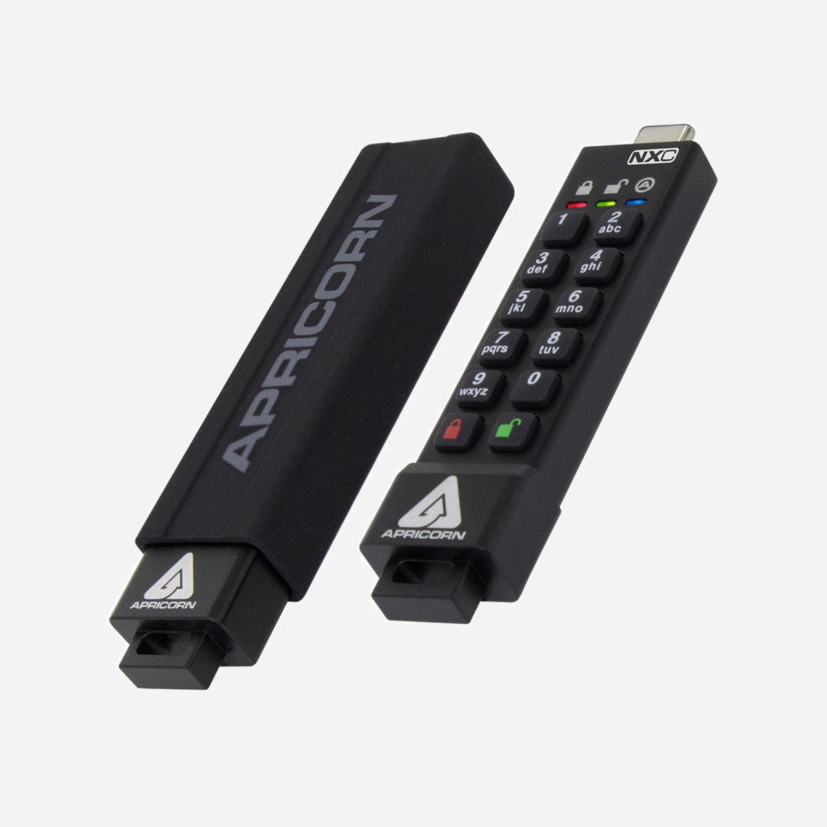 Apricorn Aegis Secure Key 3NXC 64GB USB 3.2 Gen 1 Type-A Noir, Clavier Intégré, AES-XTS 256-bit, FIPS 140-2, IP68 - Apricorn Aegis Secure Key 3NXC. Capacité: 64 Go, Interface de l'appareil: USB Type-A, Version USB: 3.2 Gen 1 (3.1 Gen 1). Format: Casquette. Clavier intégré, Protection par mot de passe. Poids: 22 g. Couleur du produit: Noir