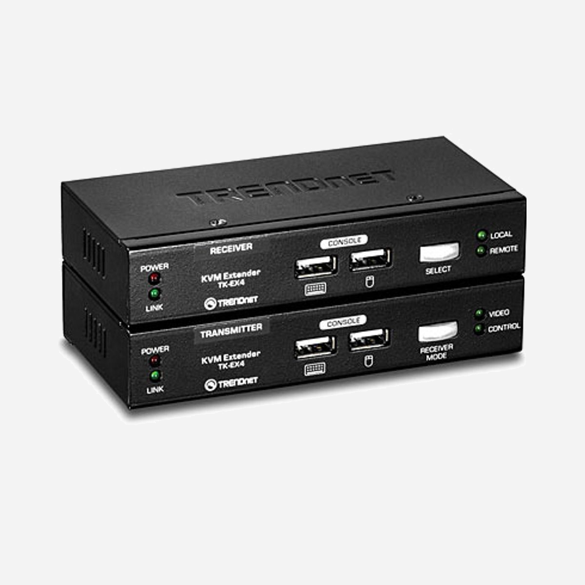 Trendnet TK-EX4 Extenseur de Console VGA/USB sur RJ-45, Distance 100m, 130x65x25mm, Conforme RoHS, Inclut câbles VGA & USB - Trendnet TK-EX4. Largeur: 130 mm, Profondeur: 65 mm, Hauteur: 25 mm. Câbles inclus: USB, VGA