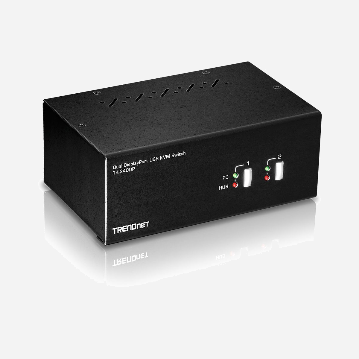 Trendnet TK-240DP KVM Switch 2 Ports DisplayPort 4K Ultra HD (3840x2160) USB Clavier/Souris avec Audio et Hub USB 2.0, Alimentation Secteur - Trendnet TK-240DP. Port clavier: USB, Port souris: USB, Port vidéo: DisplayPort. Type HD: 4K Ultra HD, Résolution maximale: 3840 x 2160 pixels. Couleur du produit: Noir, Certification: FCC CE. Source d'alimentation: Secteur, Tension d'entrée: 100 - 240 V, Fréquence d'entrée AC: 50 - 60 Hz. Largeur: 163 mm, Profondeur: 100 mm, Hauteur: 66 mm