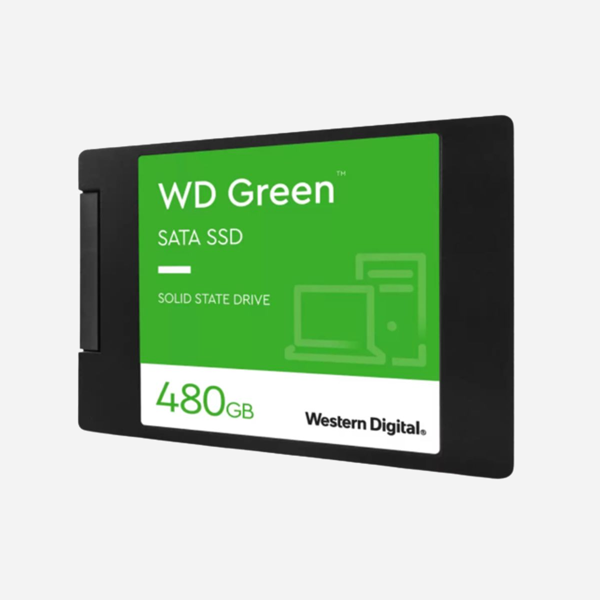 Western Digital Green SSD 480Go 2.5" SATA III 6Gbit/s (WDS480G3G0A-00BJG0) : 1.7W Lecture/Écriture, 7mm, 0-70°C, Certifié FCC/UL/CE - Western Digital Green WDS480G3G0A. Capacité du Solid State Drive (SSD): 480 Go, Facteur de forme SSD: 2.5", Taux de transfert des données: 6 Gbit/s