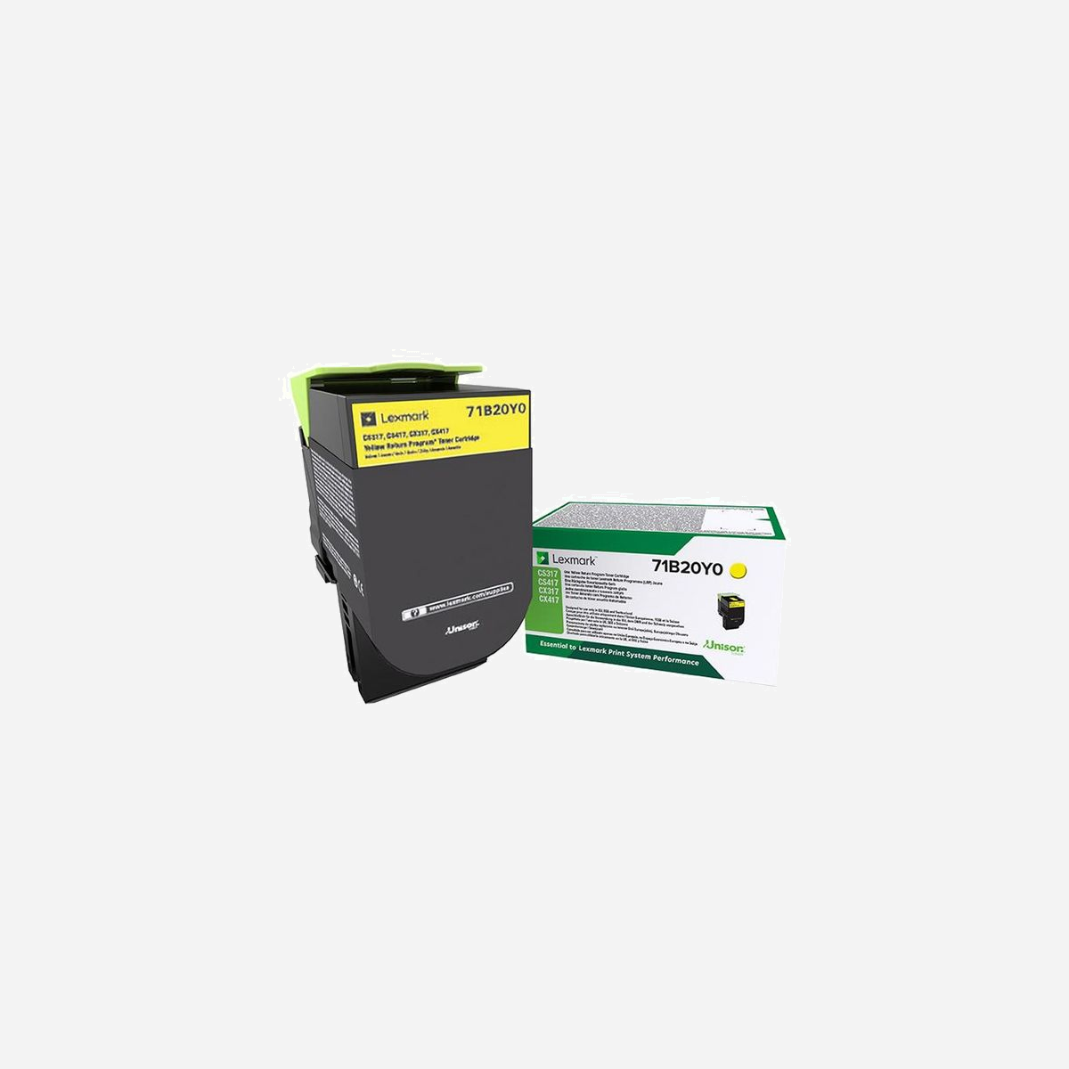 Lexmark 71B20Y0 Cartouche Toner Jaune Original - 2300 pages - Compatible CX317dn, CX417de, CS317dn, CS417dn - Technologie Laser - Lexmark 71B20Y0. Rendement par page de toner de couleur: 2300 pages, Couleurs d'impression: Jaune, Quantité: 1 pièce(s)