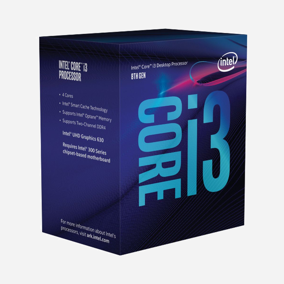 Intel Core i3-8100 3.6 GHz, 4 Coeurs, 6 Mo Smart Cache, Socket LGA 1151, Intel UHD Graphics 630, DDR4-2400, TDP 65W, Boîte - <b>Technologie Intel® Trusted Execution Technology</b><br>Il s’agit d’un ensemble d’extensions matérielles des processeurs et jeux de composants Intel, qui renforcent la plate-forme pour le bureau numérique au travers de capacités de sécurisation tel qu’un environnement MLE (Measured Launch Environment) et une exécution protégée. Elle y parvient en activant un environnement où les applications peuvent s'exécuter dans leur propre espace, à l'abri des autres logiciels présents sur le système.<br><br><b>Technologie de virtualisation Intel® pour les E/S réparties (VT-d)</b><br>La technologie de virtualisation Intel® VT pour les E/S répartis (VT-d) prolonge la prise en charge existante de la technologie de virtualisation Intel® VT pour IA-32 (VT-x) et Itanium® (VT-i) en ajoutant une nouvelle prise en charge pour la virtualisation des périphériques d'E/S. La technologie de virtualisation Intel® VT pour les E/S répartis peut aider les utilisateurs à améliorer la sécurité et la fiabilité de leurs systèmes, ainsi que les performances des périphériques d'E/S dans les environnements virtualisés.<br><br><b>Technologie de virtualisation Intel® (VT-x)</b><br>La technologie de virtualisation Intel® VT (VT-x) autorise une plate-forme matérielle à se scinder en plusieurs plates-formes virtuelles. Elle permet de renforcer la facilité d'administration du parc, afin de limiter les interruptions de service et empêcher les baisses de productivité qui en découleraient, en isolant les opérations concernées sur une partition ad hoc.<br><br><b>Intel® 64</b><br>L'architecture Intel® 64 assure des calculs sur 64 bits sur des serveurs, des stations de travail, des PC et des mobiles lorsque la plate-forme est combinée avec des logiciels compatibles.¹ L'architecture Intel® 64 améliore les performances en permettant aux systèmes de dépasser la barrière des 4 Go pour adresser la mémoire virtuelle et physique.<br><br><b>Technologie Intel® Clear Video HD</b><br>La technologie Intel® Clear Video HD, à l'instar de son prédécesseur Intel® Clear Video, est une suite de technologies de décodage et de traitement d'image incluse dans les processeurs graphiques intégrés. Elle améliore la lecture des vidéos en offrant une image plus propre et nette, des couleurs plus naturelles, vives et précises, ainsi qu'une stabilité accrue de l'image. La technologie Intel® Clear Video HD améliore la qualité des vidéos grâce à des couleurs plus riches et des teintes de peau plus réalistes.<br><br><b>Cache</b><br>Le cache du processeur est une zone de mémoire haut débit située sur le processeur. Intel® Smart Cache désigne l'architecture permettant à tous les cœurs de partager de façon dynamique l'accès au cache de dernier niveau.<br><br><b>Nouvelles instructions Intel® AES</b><br>Avec les nouvelles instructions AES-NI (Advanced Encryption Standard New Instructions), le chiffrement et le déchiffrement des données est rapide et sécurisé. Les instructions AES-NI sont utiles à un large éventail d'applications cryptographiques, par exemple : les applications de chiffrement/déchiffrement en bloc, d'authentification, de génération de nombres aléatoires et de chiffrement authentifié.<br><br><b>Technologie Intel InTru 3D</b><br>La technologie Intel InTru 3D permet la lecture de Blu-ray* en 3D stéréoscopique avec pleine résolution 1080p via une connexion HDMI* 1.4 et son haute qualité.<br><br><b>états d'inactivité</b><br>Les états d'inactivité, les états « C », servent à économiser l'énergie lorsque le processeur est inactif. C0 correspond à l'état en fonctionnement, quand le processeur a une activité utile. C1 est le premier état d'inactivité, C2 le deuxième, et ainsi de suite. Plus le numéro d'état C est élevé, plus il y a d'actions d'économie d'énergie mises en œuvre.<br><br><b>Technologie Intel® Turbo Boost</b><br>La technologie Intel® Turbo Boost augmente en dynamique la fréquence du processeur selon les besoins, en tirant parti de la réserve thermique et électrique pour apporter un surplus de vitesse quand le besoin s'en fait sentir et une meilleure efficacité énergétique dans le cas contraire.<br><br><b>Bit de verrouillage</b><br>Le bit de verrouillage est une fonction matérielle de sécurité capable de réduire l'exposition aux virus et aux attaques de code malintentionnées et d'empêcher des logiciels nuisibles de s'exécuter et de se propager sur le serveur ou sur le réseau.<br><br><b>Technologie Intel® Hyper-Threading</b><br>La technologie Intel® Hyper-Threading fournit deux unités d'exécution par cœur physique. Les applications multi-processus peuvent abattre plus de travail en parallèle et ainsi terminer plus rapidement les tâches.<br><br><b>Jeux d'instructions</b><br>Le jeu d'instructions désigne l'ensemble de commandes et d'instructions de base qu'un microprocesseur comprend et peut exécuter. La valeur indiquée représente le jeu d'instructions Intel® avec lequel ce processeur est compatible.<br><br><b>Technologie Intel® Quick Sync Video</b><br>La technologie Intel® Quick Sync Video permet une conversion vidéo rapide pour les lecteurs multimédias portables, le partage en ligne ainsi que la réalisation et le montage vidéo.<br><br><b>Technologie de virtualisation Intel® VT-x avec tables de pagination (Extended Page Tables)</b><br>La technologie de virtualisation Intel® VT (VT-x) avec tables de pagination (Extended Page Tables), également appelée SLAT (Second Level Address Translation), accélère les applications virtualisées qui sollicitent fortement la mémoire. Extended Page Tables sur les plates-formes de la technologie de virtualisation Intel® réduit les frais liés à la mémoire et à la consommation d'énergie, tout en augmentant la durée de vie de la batterie grâce à une optimisation matérielle de la gestion des tables de pagination.<br><br><b>Mémoire Intel® Optane™ prise en charge</b><br>La mémoire Intel® Optane™ est une nouvelle classe révolutionnaire de mémoire rémanente qui se trouve entre la mémoire système et le stockage pour accélérer les performances et la réactivité du système. Lorsqu'elle est associée au pilote de la technologie de stockage Intel® Rapid, elle gère de manière transparente plusieurs niveaux de stockage tout en présentant un lecteur virtuel au SE, assurant que les données les plus utilisées sont hébergées sur le niveau de stockage le plus rapide. La mémoire Intel® Optane™ nécessite une configuration matérielle et logicielle spécifique.<br><br><b>Technologie Intel SpeedStep® améliorée</b><br>La technologie Intel SpeedStep® améliorée est un moyen sophistiqué de permettre des performances élevées tout en répondant aux besoins des systèmes mobiles en conservation de l'énergie. La technologie Intel SpeedStep® classique permute ensemble la tension et la fréquence entre des niveaux élevés et faibles en fonction de la charge processeur. La technologie Intel SpeedStep® améliorée s'appuie sur cette architecture et utilise des stratégies de conception telles que la séparation entre les changements de tension et de fréquence, et le partitionnement et la récupération d'horloge.<br><br><b>technologie Intel® Clear Video</b><br>La technologie Intel® Clear Video est une suite de technologies de décodage et de traitement d'image incluse dans les processeurs graphiques intégrés. Elle améliore la lecture des vidéos en offrant une image plus propre et nette, des couleurs plus naturelles, vives et précises, ainsi qu'une stabilité accrue de l'image.<br><br><b>Secure Key</b><br>Intel® Secure Key est un générateur de nombres qui crée des nombres réellement aléatoires, permettant de renforcer les algorithmes de chiffrement.<br><br><b>Intel® Software Guard Extensions (Intel® SGX)</b><br>Intel® SGX (Intel® Software Guard Extensions) fournit aux applications la capacité de créer une protection d'exécution fiabilisée matérielle pour les routines et données essentielles de leurs applications. Intel® SGX fournit aux développeurs un moyen de segmenter leur code et leurs données dans des environnements d'exécution sécurisés (TEE, pour Trusted Execution Environment) renforcés de processeurs.<br><br><b>Extensions au jeu d'instructions</b><br>Extensions au jeu d'instructions désigne les instructions supplémentaires permettant d'améliorer les performances lorsque les mêmes opérations sont réalisées sur plusieurs objets de données. Ces extensions peuvent comprendre les SSE (Streaming SIMD Extensions) et les AVX (Advanced Vector Extensions).<br><br><b>Technologies de surveillance thermique</b><br>Les technologies de surveillance protègent le package du processeur et le système de défaillances thermiques grâce à des fonctions de gestion thermique. Un capteur thermique numérique intégré (DTS) détecte la température du cœur et les fonctionnalités de gestion thermique réduisent la consommation électrique du package, et donc la température, selon les besoins afin de rester dans les limites normales de fonctionnement.<br><br><b>Technologie Intel® de protection de l'identité</b><br>La technologie Intel® de protection de l'identité est un jeton de sécurité intégré qui fournit une méthode simple et inviolable pour protéger l'accès aux données en ligne relatives à votre entreprise et vos clients contre les menaces et la fraude. Cette technologie s'appuie sur le matériel pour identifier de manière unique le PC d'un utilisateur et prouver aux sites Web, institutions financières et services réseau que la tentative de connexion ne provient pas d'un logiciel malveillant. La technologie Intel® de protection de l'identité peut être un composant clé des solutions d'authentification à deux facteurs pour protéger vos informations lors de la connexion à des sites Web et des réseaux d'entreprise.<br><br><b>Intel® MPX (Intel® Memory Protection Extensions)</b><br>Intel® MPX (Intel® Memory Protection Extensions) fournit un ensemble de fonctionnalités matérielles pouvant être utilisées par les logiciels conjointement avec des modifications du compilateur pour vérifier que les références mémoire prévues au moment de la compilation ne deviennent pas dangereuses au moment de l'exécution en raison d'un dépassement ou débordement de mémoire tampon.<br><br><b>Programme Intel® Stable Image Platform</b><br>Le programme Intel® Stable Image Platform vise à n'apporter aucune modification aux composants et aux pilotes clés de la plate-forme pendant au moins 15 mois ou jusqu'à la prochaine version générationnelle, ce qui réduit la complexité et permet aux services informatiques de gérer efficacement leurs points de terminaison informatiques.<br><br><b>Intel® Boot Guard</b><br>La technologie Intel® Device Protection avec Boot Guard contribue à protéger l'environnement pré-SE du système contre les attaques de virus et de logiciels malveillants.<br><br><b>Intel® Transactional Synchronization Extensions – New Instructions</b><br>Intel® Transactional Synchronization Extensions New Instructions (les nouvelles instructions concernant les extensions de synchronisation transactionnelles Intel®) désignent un ensemble d'instructions axées sur l'échelonnage des performances multithread. Cette technologie permet d'améliorer l'efficacité des opérations parallèles grâce à un meilleur contrôle du verrouillage des logiciels.