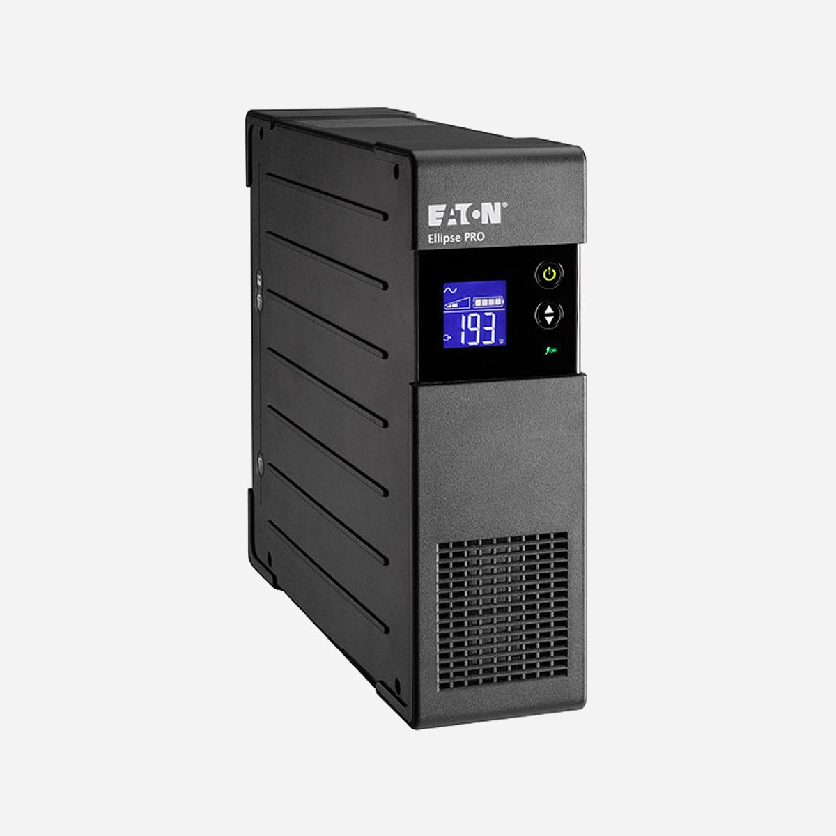 Eaton Ellipse PRO 650 DIN : Onduleur Line Interactive 0.65kVA/400W, 4 Prises Type F, Ecran LCD, Protection Surtension IEC 61643-1, Ports USB/RJ11/RJ45 - L’Eaton Ellipse PRO est un onduleur de technologie line interactive spécialement destiné à la protection des stations de travail. De 650 à 1600 VA, il est doté d’un écran LCD pour la visualisation des états et des mesures en temps réel. Il possède également des prises de sortie EcoControl qui permettent d’économiser jusqu’à 20% d’énergie, ainsi qu’un dispositif haute performance contre les surtensions, conforme norme parafoudre IEC 61643-1.