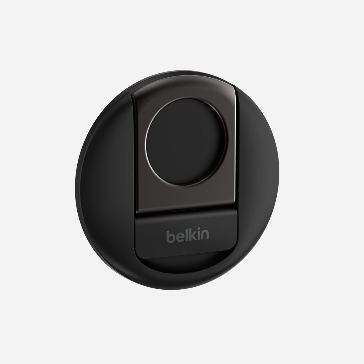 Belkin MMA006btBK Support Actif Magnétique Noir pour Mobile/Smartphone, Fixation MagSafe, Orientation Portrait/Paysage, Compatibilité MacBook & iPhone - <b>Fonction Continuité</b><br>Utilisez toutes les fonctionnalités de votre appareil photo / caméra avec ce support élégant spécialement conçu pour les iPhone compatibles MagSafe. Il est idéal pour vos appels en visioconférence, en FaceTime, etc. Il vous suffit de fixer votre iPhone sur votre MacBook pour utiliser la fonction Continuité intégrée à la dernière version de macOS pour améliorer votre expérience d’appel vidéo, sans l’aide d’équipement ou outils supplémentaires. C’est l’accessoire qui complète parfaitement votre MacBook et iPhone.<br><br><b>Compatibilité MagSafe</b><br>Posez votre iPhone compatible MagSafe (iPhone 12 ou version ultérieure) sur le support aimanté puissant et chattez ou regardez en streaming les mains libres. C'est une façon simple d'associer votre iPhone avec votre MacBook et d'améliorer ainsi votre expérience d'appel vidéo.<br><br><b>Appareil à la verticale ou à l'horizontale</b><br>Ce support vous permet de positionner votre iPhone en mode portrait ou en mode paysage pendant vos appels vidéo. Il vous suffit de le pivoter dans le sens de votre choix.<br><br><b>Anneau de fixation et socle</b><br>Le socle intégré vous permet de poser le support sur votre bureau et l'anneau de fixation vous permet quant à lui d'accrocher le support à votre ordinateur portable. Grâce à sa finition premium et à son design élégant, ce support s'accorde parfaitement avec le style de votre ensemble MacBook - iPhone.