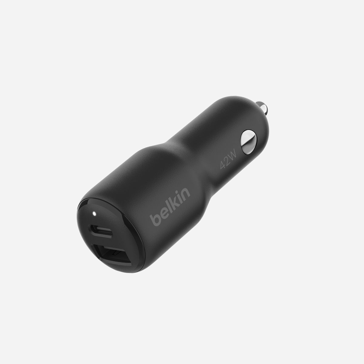 Belkin CCB005btBK Chargeur Allume-Cigare 42W Double Port USB-C 30W (USB PD 3.0) + USB-A 12W Noir pour Ordinateur Portable, Smartphone, Tablette, PPS - Grâce à notre chargeur de voiture double port (42 W), rechargez rapidement un iPhone ou un smartphone Samsung et un autre appareil en même temps. Il est composé de 2 ports : un port USB-C®de 30 W et un port USB-A de 12 W. Il est certifié USB-C PD 3.0 pour offrir une charge rapide de zéro à 50 % en 21 minutes pour l'iPhone ou de zéro à 50 % en 26 minutes pour un smartphone Samsung. Spécialement conçu pour être compact, ce chargeur au format poche s’intègre à la plupart des véhicules pour fournir une double recharge lors de vos trajets.