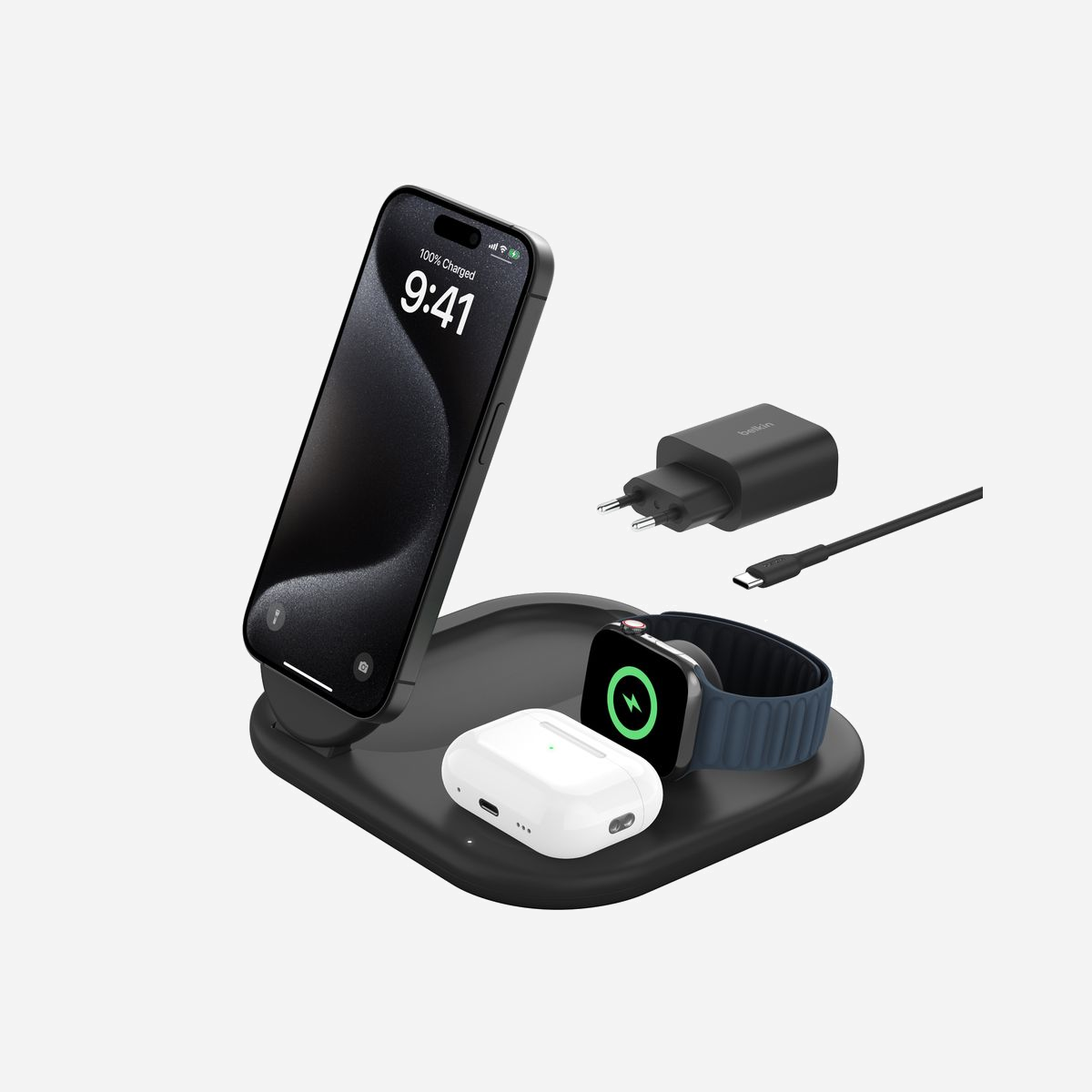 Belkin BoostCharge Chargeur Intérieur USB-C 15W avec Recharge sans Fil et Charge Rapide - Noir, Câble USB-C inclus, Compatibilité Écouteurs/Smartphone/Smartwatch - Belkin BoostCharge. Type de chargeur: Intérieure, Type de source d'alimentation: USB, Compatibilité de chargeur: Écouteurs, Smartphone, Smartwatch, Quantité de ports USB de type C: 1, Recharge sans fil, Charge rapide. Longueur de câble: 1,5 m, Couleur du produit: Noir