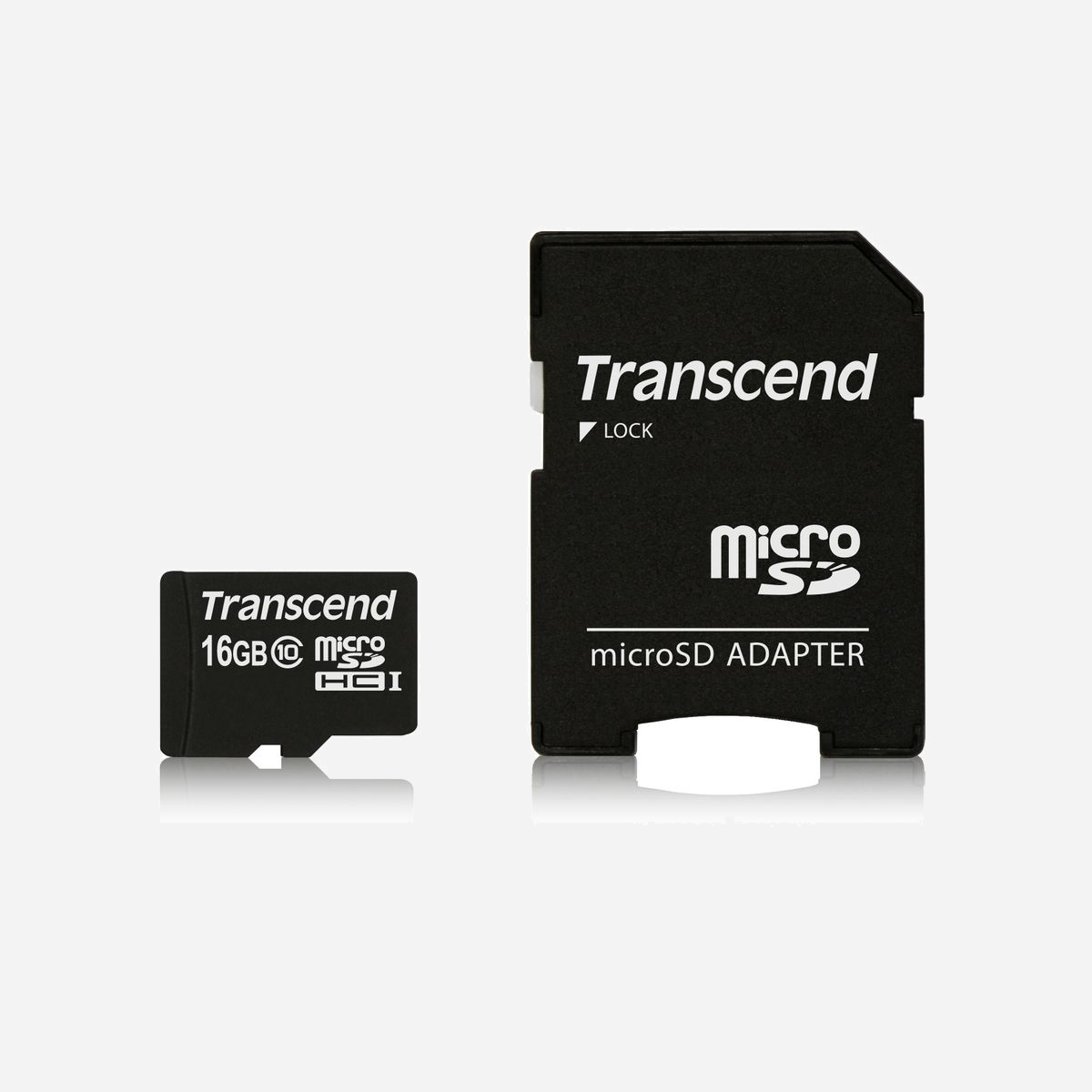 Transcend MicroSDHC 16Go Classe 10 UHS-I, Vitesse Lecture 90MB/s, Mémoire NAND, TS16GUSDHC10 avec Adaptateur SD, Dimensions 15x11x1mm - Transcend TS16GUSDHC10. Capacité: 16 Go, Type de Carte Flash: MicroSDHC, Classe de mémoire Flash: Classe 10, Type de mémoire interne: NAND, Vitesse de lecture: 90 Mo/s. Couleur du produit: Noir