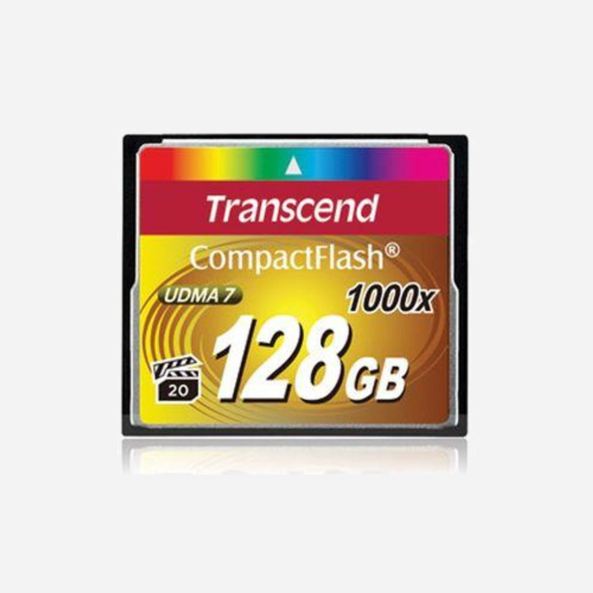 Transcend CompactFlash 1000x 128GB MLC – Lecture 160Mo/s, Ecriture 120Mo/s, 3.3/5V, Température -25°C à 85°C - TS128GCF1000 - Afin d'assurer une capture d'images et de vidéos de haute qualité au moyen d'équipements numériques de pointe, les cartes mémoire CompactFlash 1000x Transcend répondent aux spécifications CompactFlash 6.0, offrant des performances incroyables à haute vitesse et un espace de stockage impressionnant. Les cartes CompactFlash 1000x délivrent la Garantie de Performance Vidéo (VPG-20) pour un enregistrement vidéo de qualité professionnelle sans perte d'images, même en 3D. Les puces NAND Flash MLC de qualité supérieure qui se trouvent à l'intérieur sont à la fois durables et fiables.