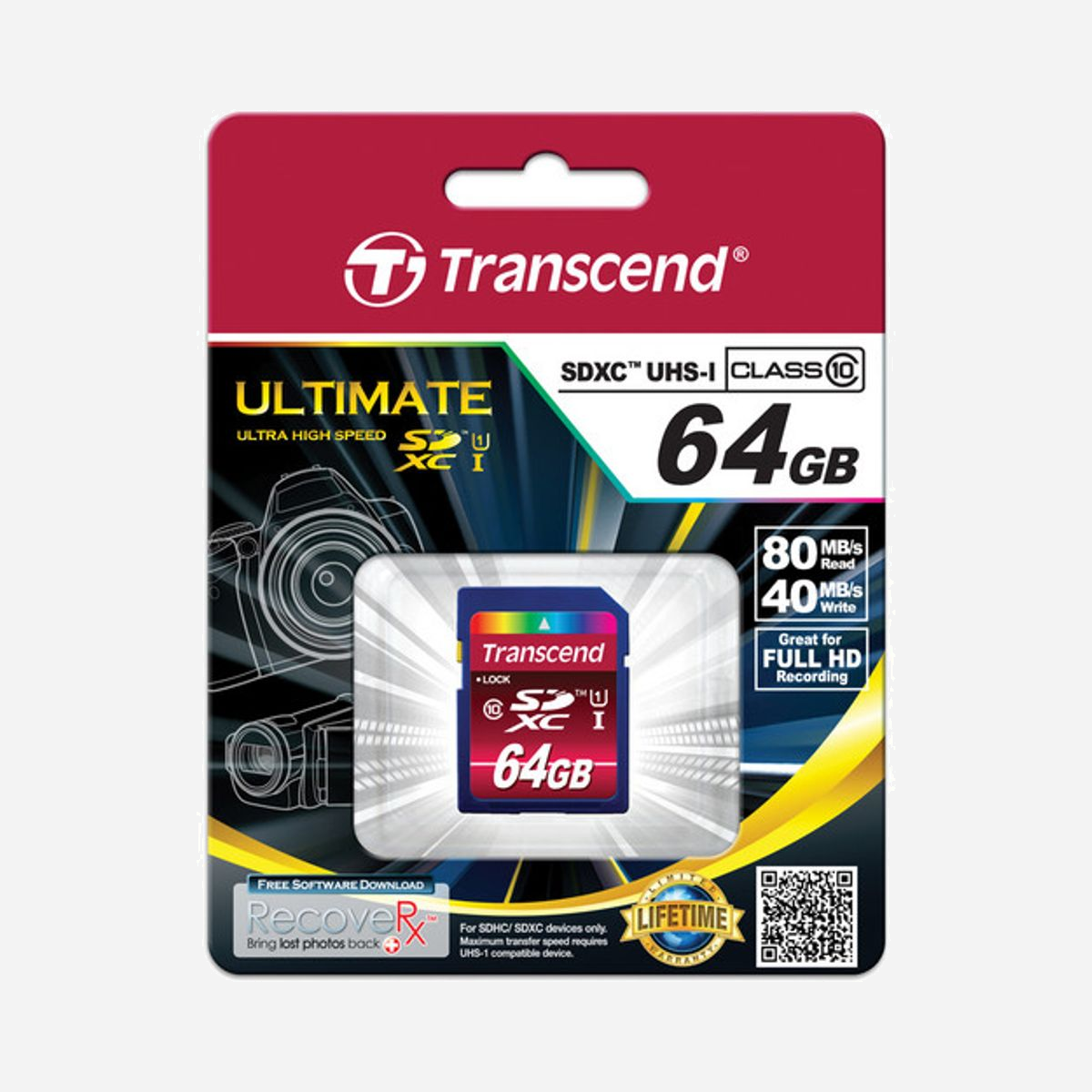 Transcend Carte Flash SDXC 64 Go UHS-I Classe 10 MLC, Lecture 90 Mo/s, 32x24x2.1mm, Compatible Windows/macOS/Linux, TS64GSDXC10U1 - Pour les professionnels équipés d'équipements photographiques et vidéo de pointe, les cartes UHS-I SDXC/SDHC Classe 10 de Transcend offrent un niveau de performance incroyable ainsi qu'une grande capacité de stockage pour répondre aux exigences de capture en haute définition et d'enregistrement vidéo Full HD. De plus, les puces NAND Flash MLC de premier plan offrent une durabilité et une endurance de longue durée constantes.