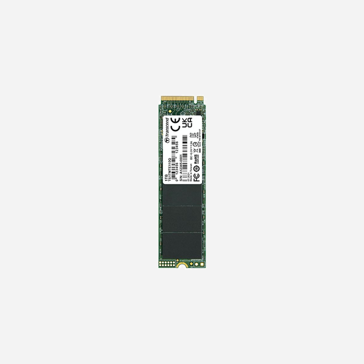 Transcend SSD 110Q 1To M.2 PCIe 3.0 NVMe 1.3 QLC 3D NAND Lecture 2000MB/s Ecriture 1500MB/s 22x80mm TBW 300 pour PC - Le SSD 110Q PCIe® de Transcend utilise la technologie de pointe QLC 3D NAND afin d'améliorer la densité de stockage et de supporter les charges de travail intensives en lecture/écriture. Grâce à l'interface haut débit PCI Express® Gen3 x4, la vitesse de lecture peut atteindre 2000MB/s et la vitesse d'écriture 1500MB/s. Pour mettre à niveau vos appareils informatiques, le SSD 110Q est la solution la plus économique pour tous!<br><br><b>Des performances remarquables</b><br>Le SSD Transcend PCIe 110Q est conforme à la norme NVMe 1.3 et utilise l'interface PCIe Gen3 x4, ce qui signifie que quatre voies sont utilisées pour transmettre et recevoir des données simultanément. Il en résulte des performances remarquables pouvant atteindre 2000MB/s en lecture et 1500MB/s en écriture.<br><br><b>Plus avec moins</b><br>Grâce à la technologie 3D NAND QLC, le SSD 110Q PCIe superpose 4 bits par cellule verticalement afin d'améliorer la densité de stockage. La technologie QLC prend en charge les applications intensives en lecture/écriture et permet au SSD 110Q de se positionner comme l'un des SSD ayant la plus haute densité du marché. Les options de stockage de 500GB et 1TB sont déjà disponibles. Les utilisateurs peuvent stocker autant de données qu'ils le souhaitent!<br><br><b>Comprendre l'interface NVMe PCIe</b><br>NVMe® (ou NVM Express®) est une norme d'interface de contrôleur hôte conçue pour répondre aux besoins des entreprises et des applications clientes qui utilisent le stockage SSD en PCIe® (PCI Express®). La norme NVMe requiert de meilleurs vecteurs de performance que la norme AHCI (Advanced Host Controller Interface), notamment une bande passante évolutive, une augmentation des IOPS et une faible latence<br><br><b>Faible consommation, haut rendement</b><br>Le SSD PCIe 110Q optimise les vitesses de transfert et la densité de stockage. Sa faible consommation d'énergie le rend encore plus durable et efficace.<br><br><b>Logiciel Transcend SSD Scope</b><br>Le logiciel SSD Scope de Transcend peut être téléchargé gratuitement et permet de faire fonctionner votre SSD Transcend rapidement et sans erreur. Surveillez l'état de santé de votre SSD grâce à la technologie S.M.A.R.T., activez la commande TRIM pour une vitesse d'écriture optimale, conservez le firmware de votre SSD à jour et transférez les données de votre disque d'origine vers un nouveau SSD en quelque clics seulement.<br><br><b>Qualité garantie</b><br>Pour garantir le plus haut niveau de qualité, les SSD de Transcend subissent des vérifications strictes à tous les stades de la production, notamment des tests de vibration, de température et d'humidité, de vitesse et de fonctionnalité.