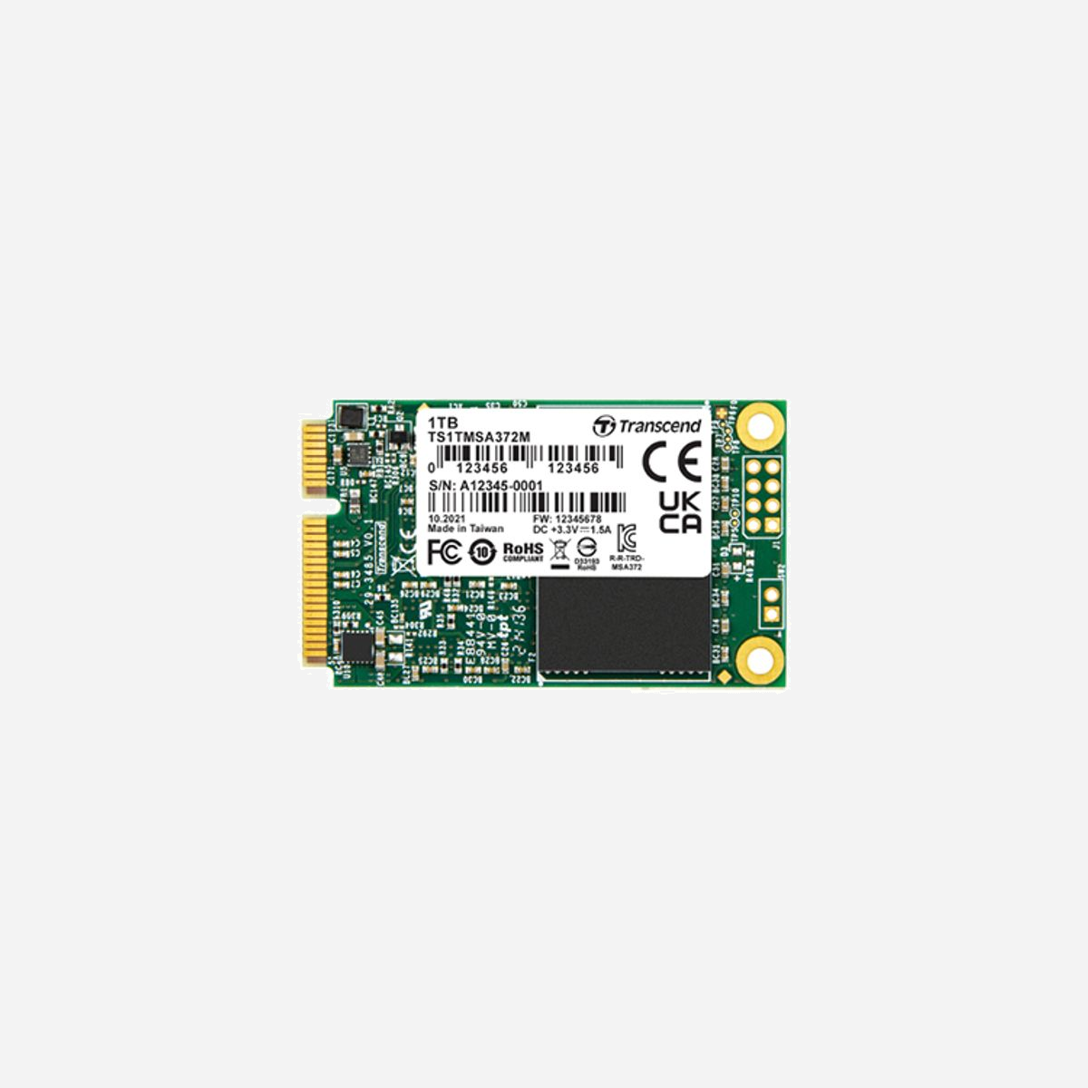 Transcend SSD mSATA 64Go SATA III 6Gbps MLC NAND, Lecture 550Mo/s, Ecriture 450Mo/s, 70k IOPS, TBW 2360, ECC, S.M.A.R.T., TRIM - Transcend MSA372M. Capacité du Solid State Drive (SSD): 64 Go, Facteur de forme SSD: mSATA, Vitesse de lecture: 550 Mo/s, Vitesse d'écriture: 450 Mo/s, Taux de transfert des données: 6 Gbit/s, composant pour: PC/ordinateur portable
