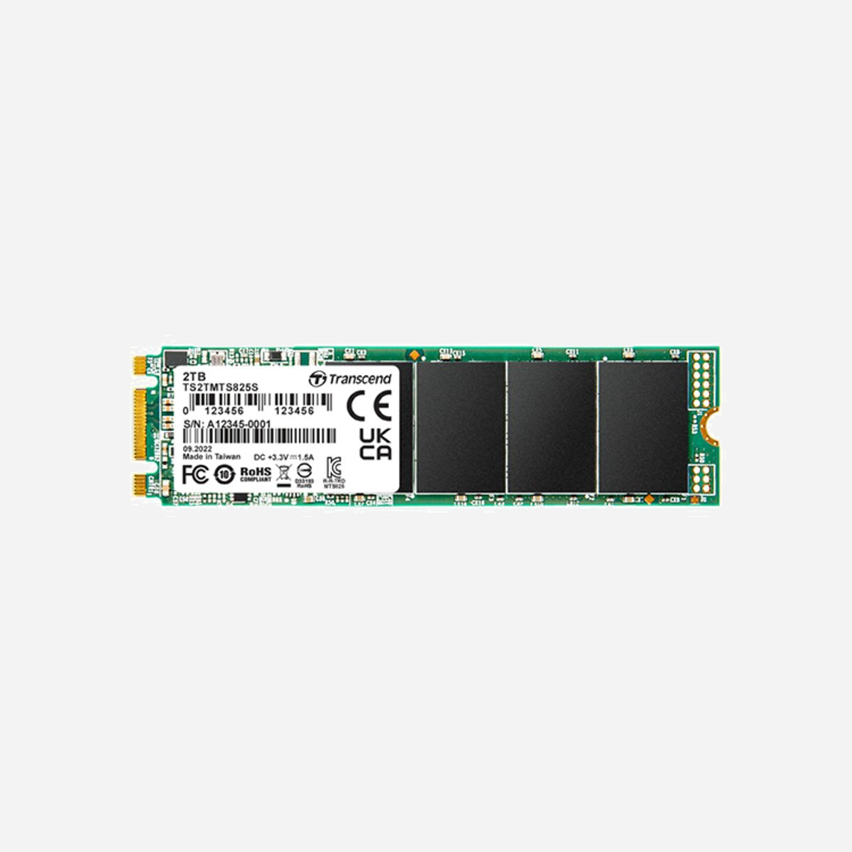 Transcend SSD M.2 825S 2 To SATA III 3D NAND Lecture 560 Mo/s Écriture 500 Mo/s 2280 IOPS 80000 Lecture/Écriture Aléatoire Support TRIM - Transcend M.2 SSD 825S. Capacité du Solid State Drive (SSD): 2 To, Facteur de forme SSD: M.2, Vitesse de lecture: 560 Mo/s, Vitesse d'écriture: 500 Mo/s, composant pour: Ordinateur portable