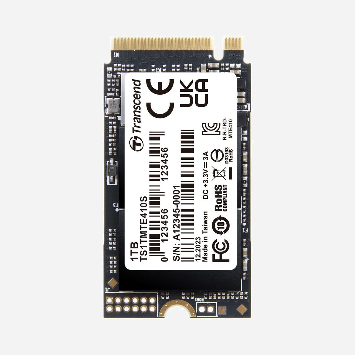 Transcend SSD PCIe 410S 1 To M.2 2242 PCIe 4.0 NVMe 1.4 3D NAND Lecture 5000MB/s Ecriture 3500MB/s TBW 600 Windows/Linux - Transcend PCIe SSD 410S. Capacité du Solid State Drive (SSD): 1 To, Facteur de forme SSD: M.2, composant pour: PC/ordinateur portable