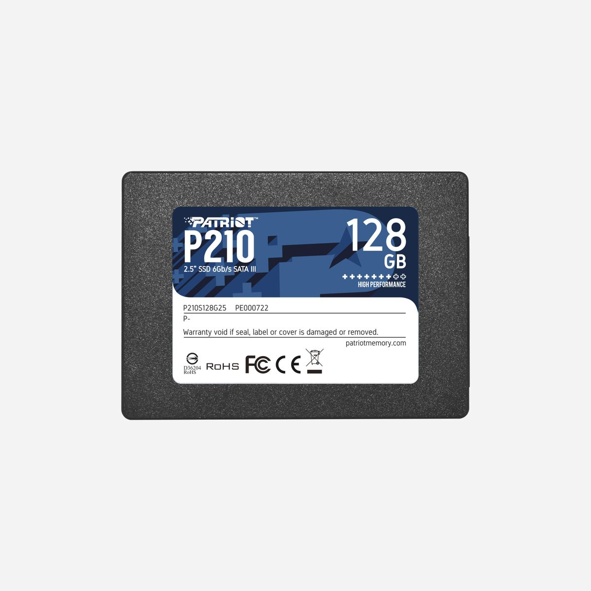Patriot Memory SSD P210 128Go 2.5" SATA III : Lecture 450Mo/s, Écriture 430Mo/s, 30K IOPS lecture/écriture, compatible Windows - Patriot Memory P210. Capacité du Solid State Drive (SSD): 128 Go, Facteur de forme SSD: 2.5", Vitesse de lecture: 450 Mo/s, Vitesse d'écriture: 430 Mo/s, composant pour: PC/ordinateur portable