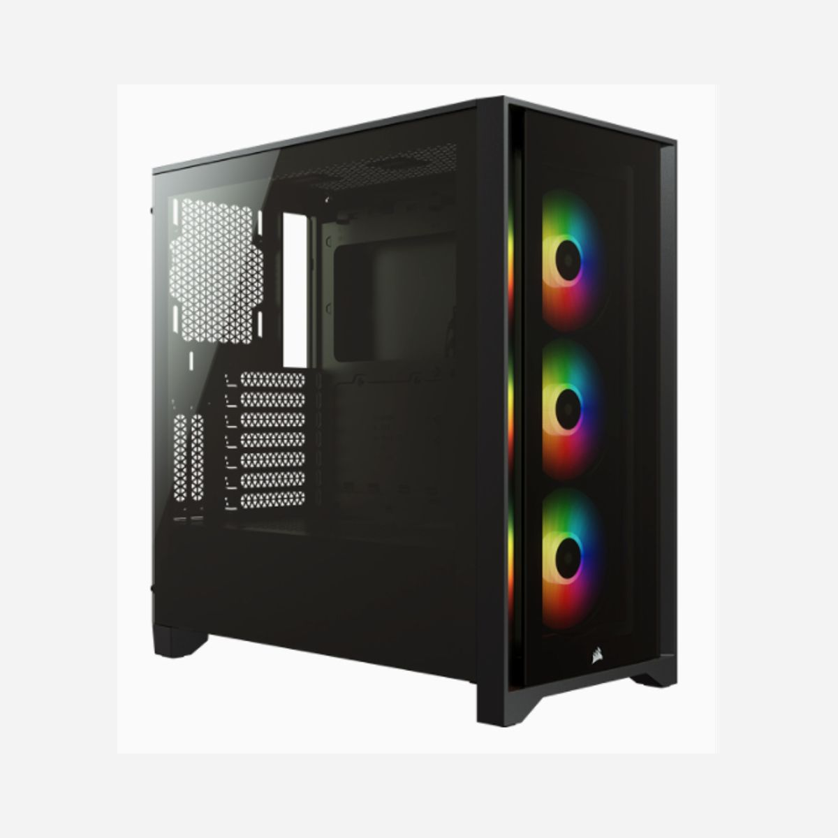 Corsair iCUE 4000X RGB, Boîtier PC Midi Tower Noir, ATX/EATX/microATX/Mini-ITX, 2x 3.5", 2x 2.5", 3x 120mm avant, USB 3.2 Gen 1/Gen 2 Type-A/Type-C - Corsair iCUE 4000X RGB. Format: Midi Tower, Type: PC, Couleur du produit: Noir. Emplacement d'alimentation: Bas. Ventilateurs installés avant: 3x 120 mm, Prise en charge des diamètres des ventilateurs avants: 120,140 mm, Pris en charge des diamètres des ventilateurs arrières: 120 mm. Tailles de disques durs supportées: 3.5", Facteur de forme SSD: 2.5". Largeur: 230 mm, Profondeur: 453 mm, Hauteur: 466 mm